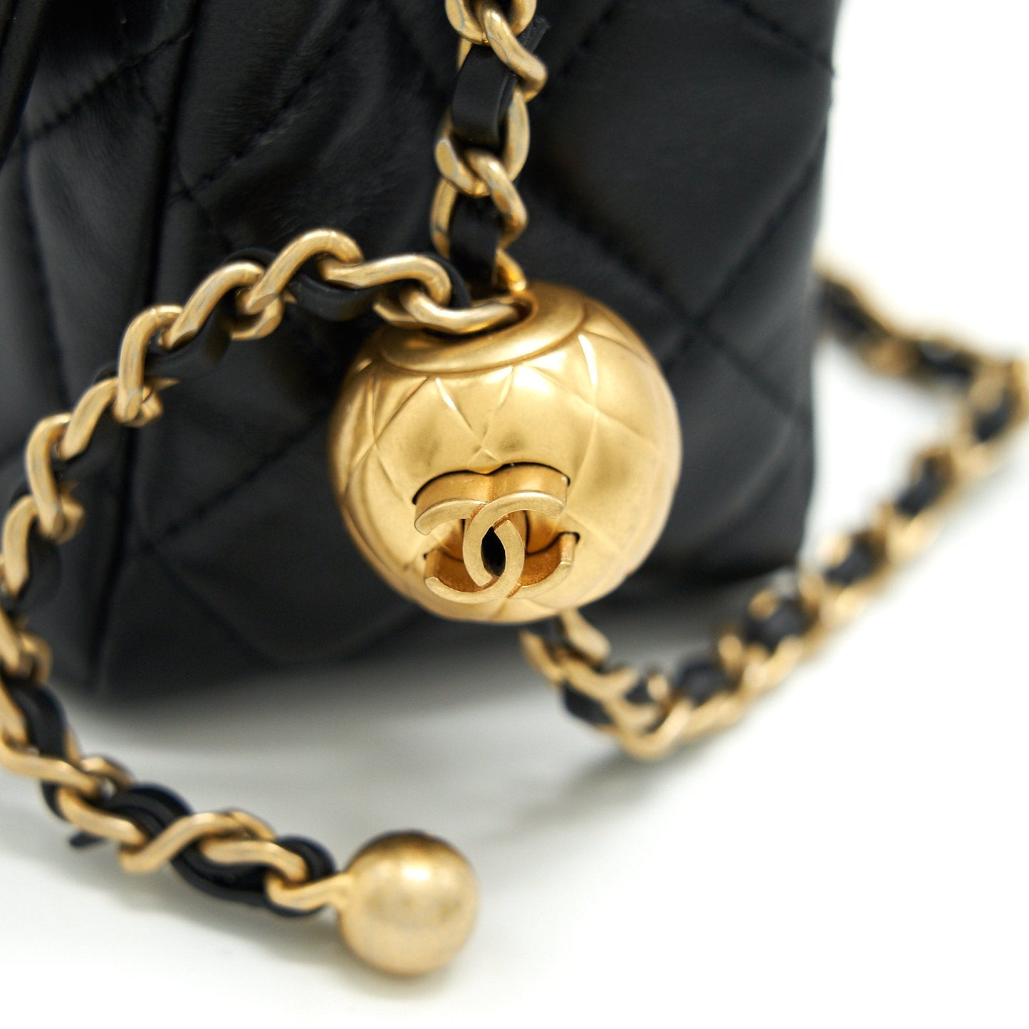Chanel 22C Pearl Crush Mini Square Rectangular Flap Bag Black ?Microchip)