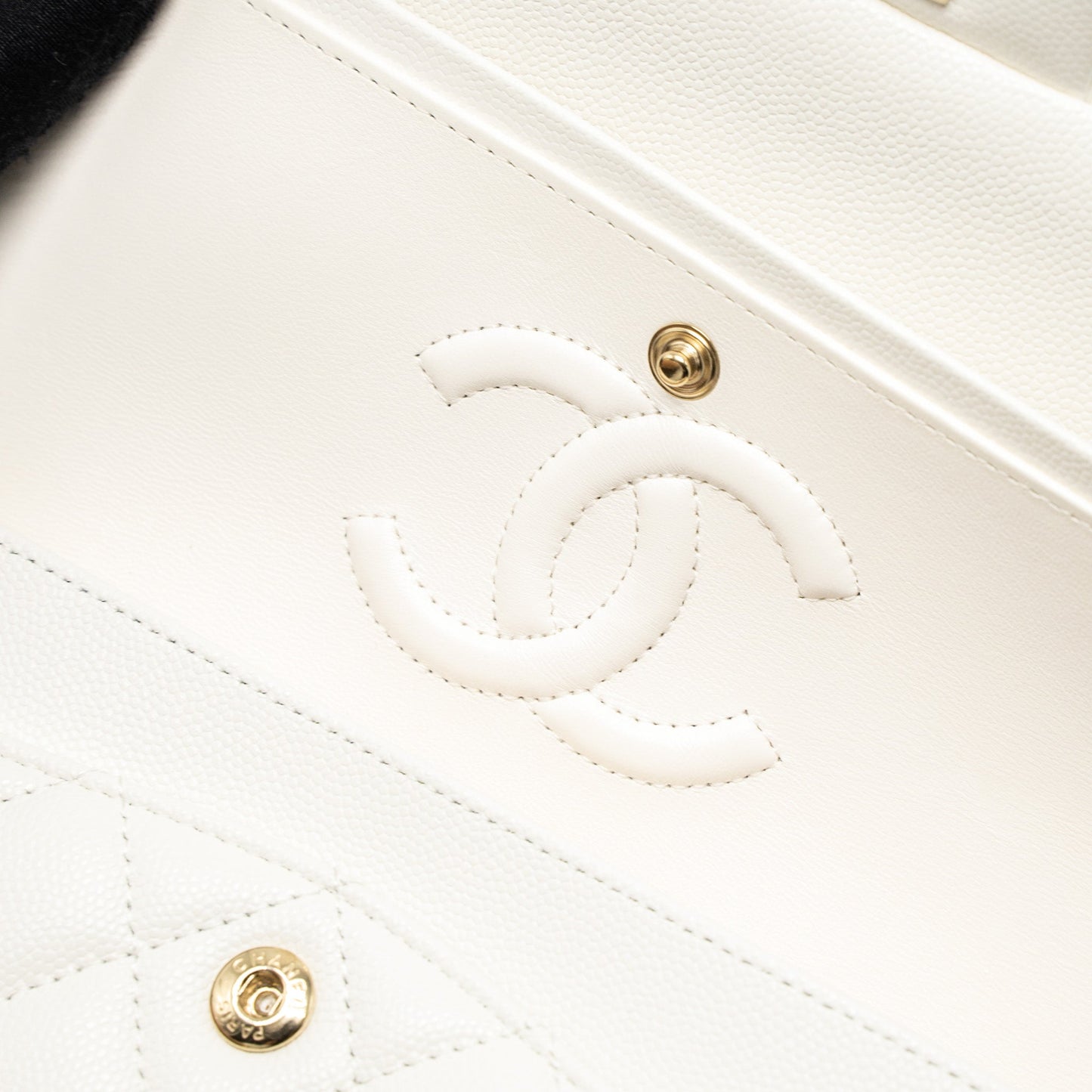 Chanel Small Classic Double Flap Bag Caviar White L (Microchip)