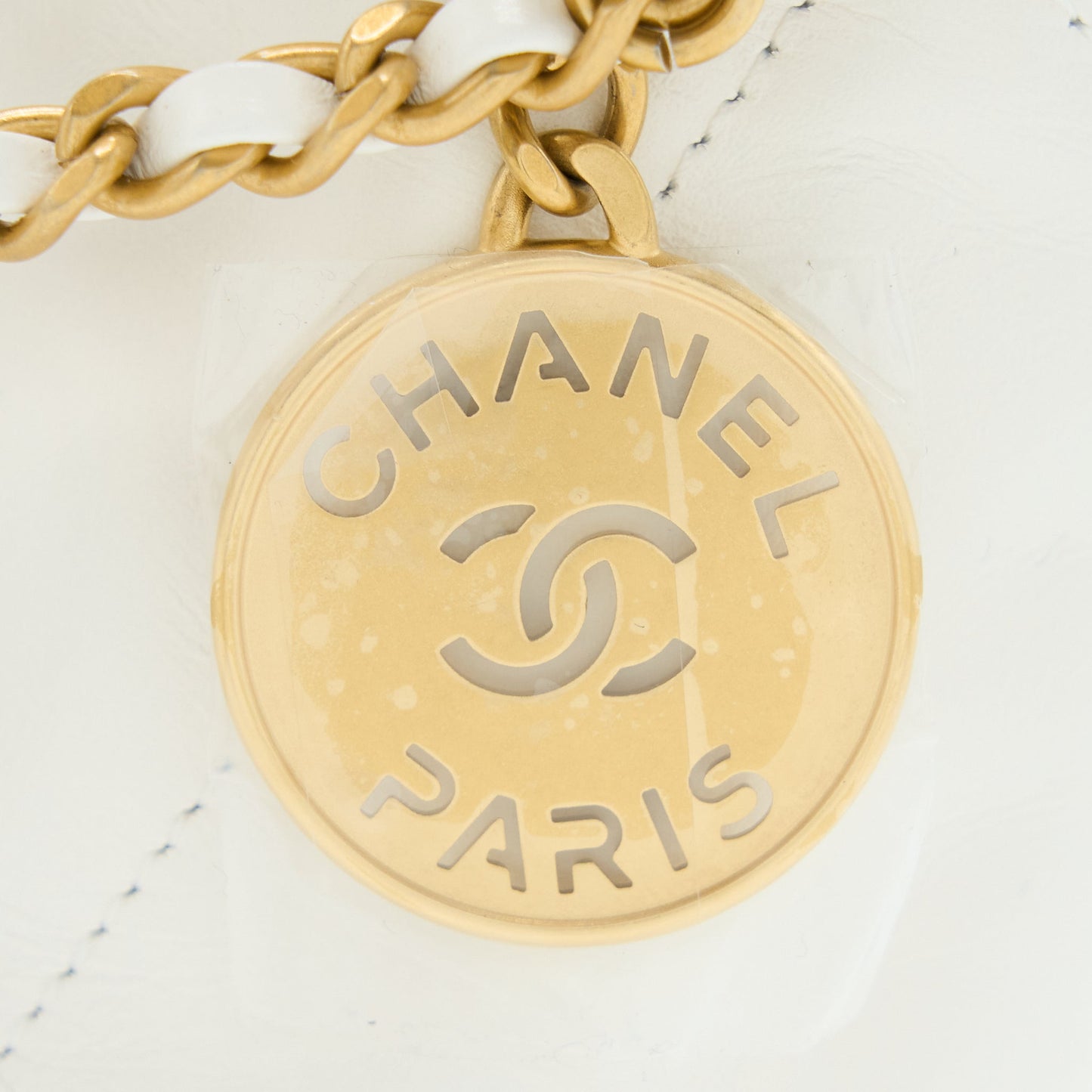 Chanel Mini 22 Bag Shiny Calfskin White Brushed  (Microchip)