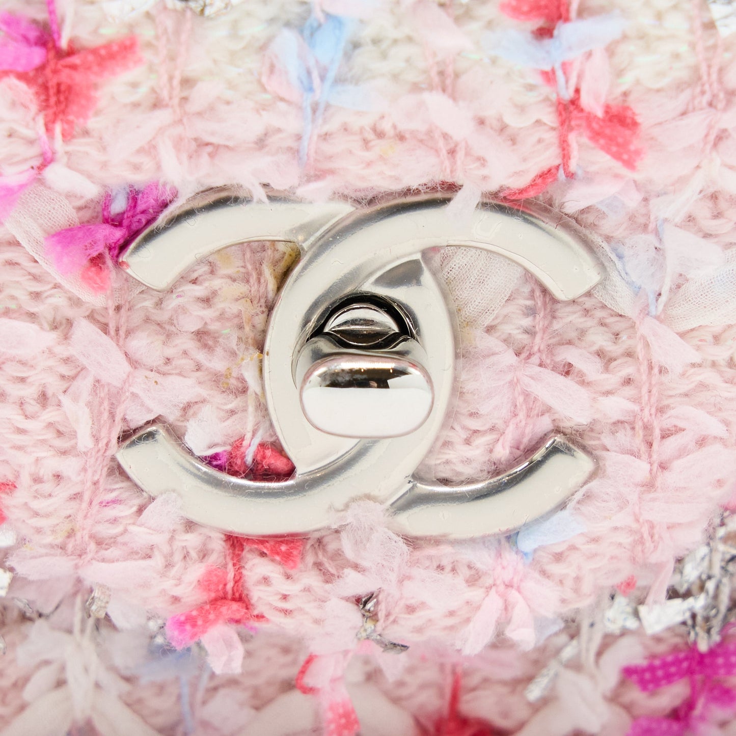 Chanel Seasonal Mini Rectangular Flap Bag Tweed Pink/Multicolour