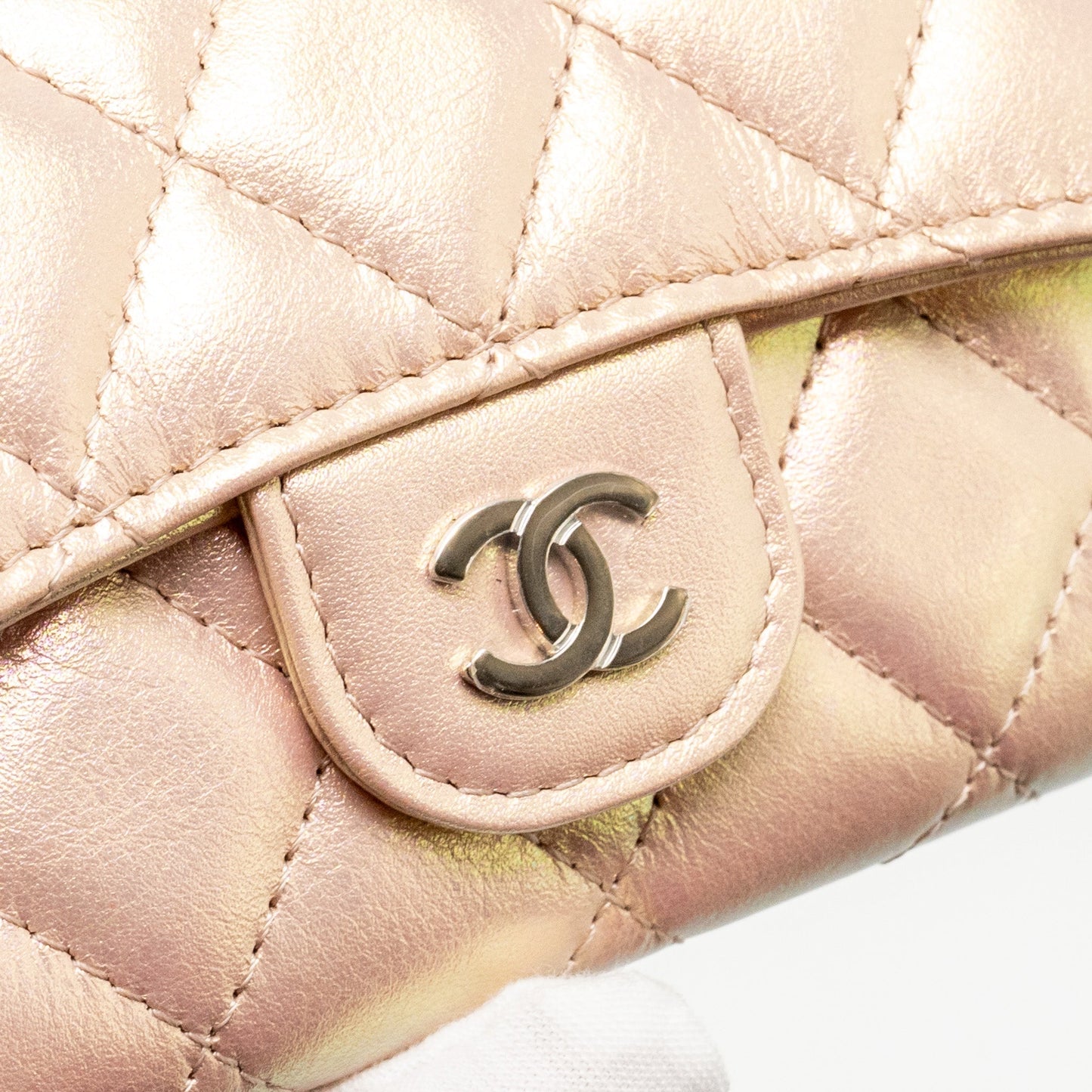 Chanel Classic Flap Card Holder Lambskin Iridescent Pink
