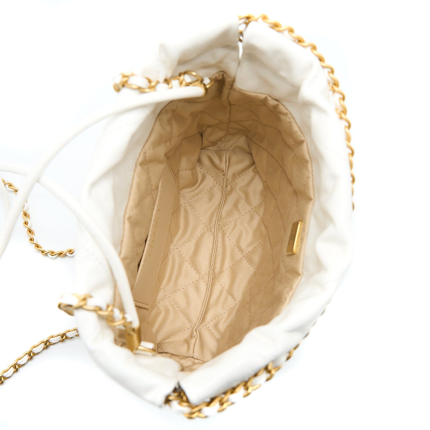 Chanel Mini 22 Bag Shiny Calfskin White Brushed  (Microchip)