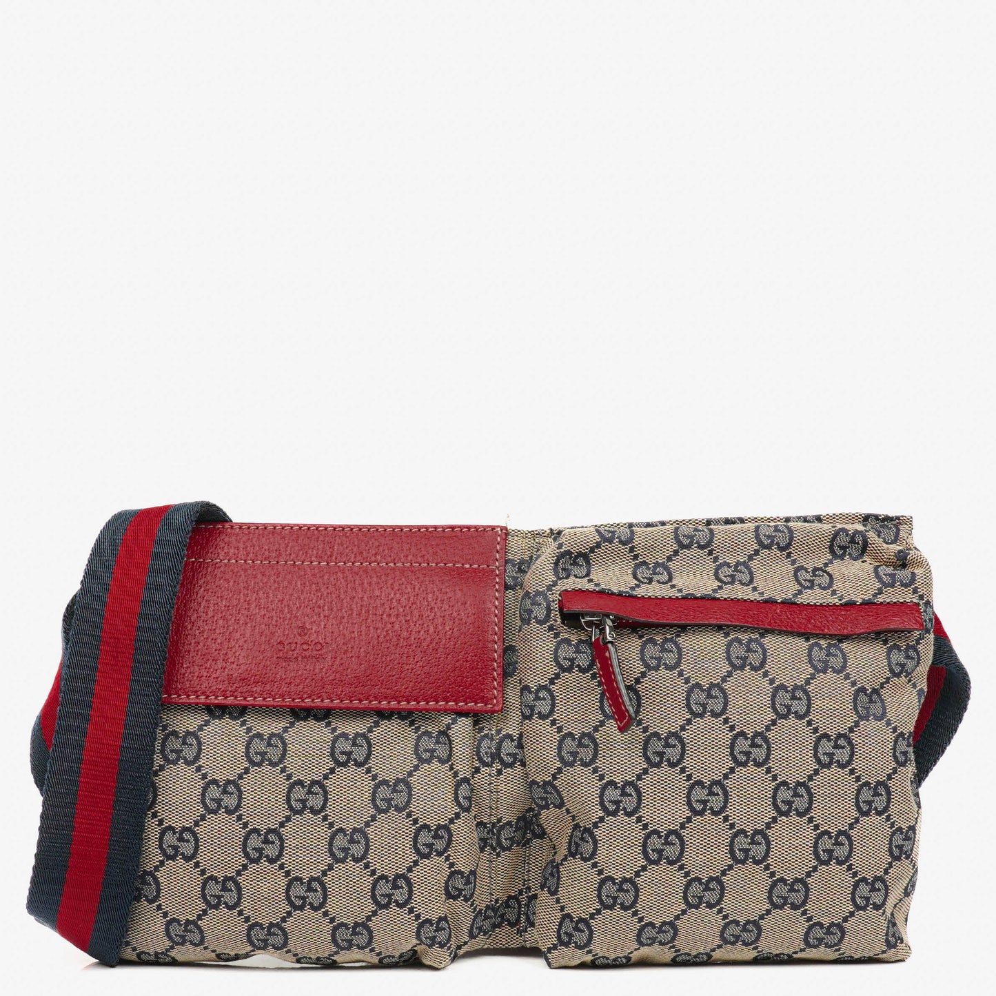 Gucci GG Multicolour Beige/Navy Monogram Canvas Belt Bag
