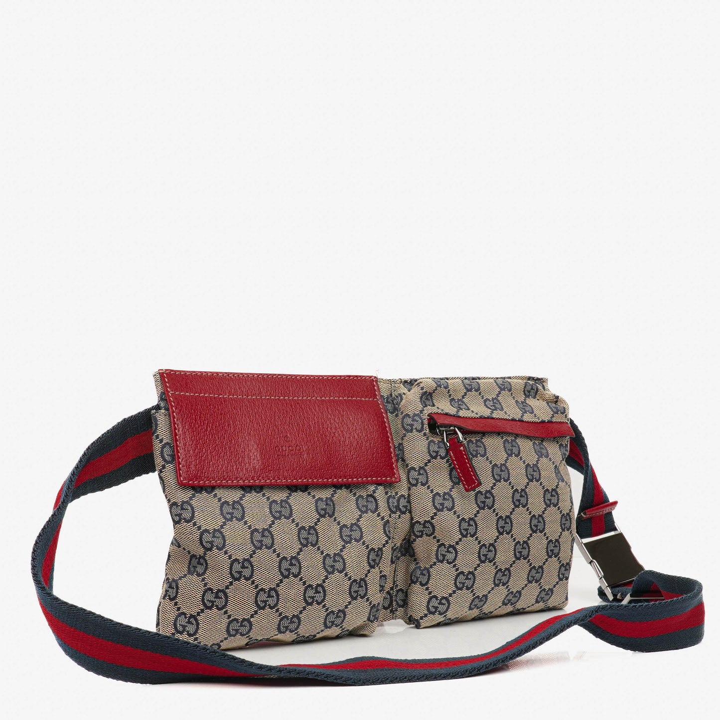 Gucci GG Multicolour Beige/Navy Monogram Canvas Belt Bag