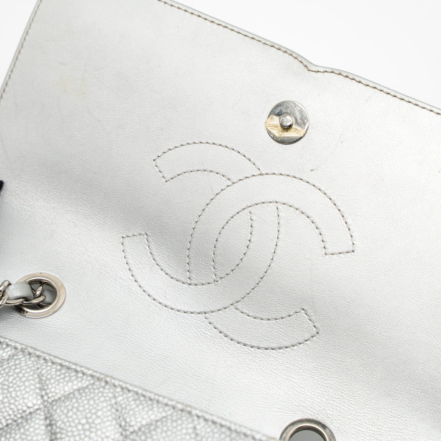 Chanel Filigree Flap Bag Caviar Silver
