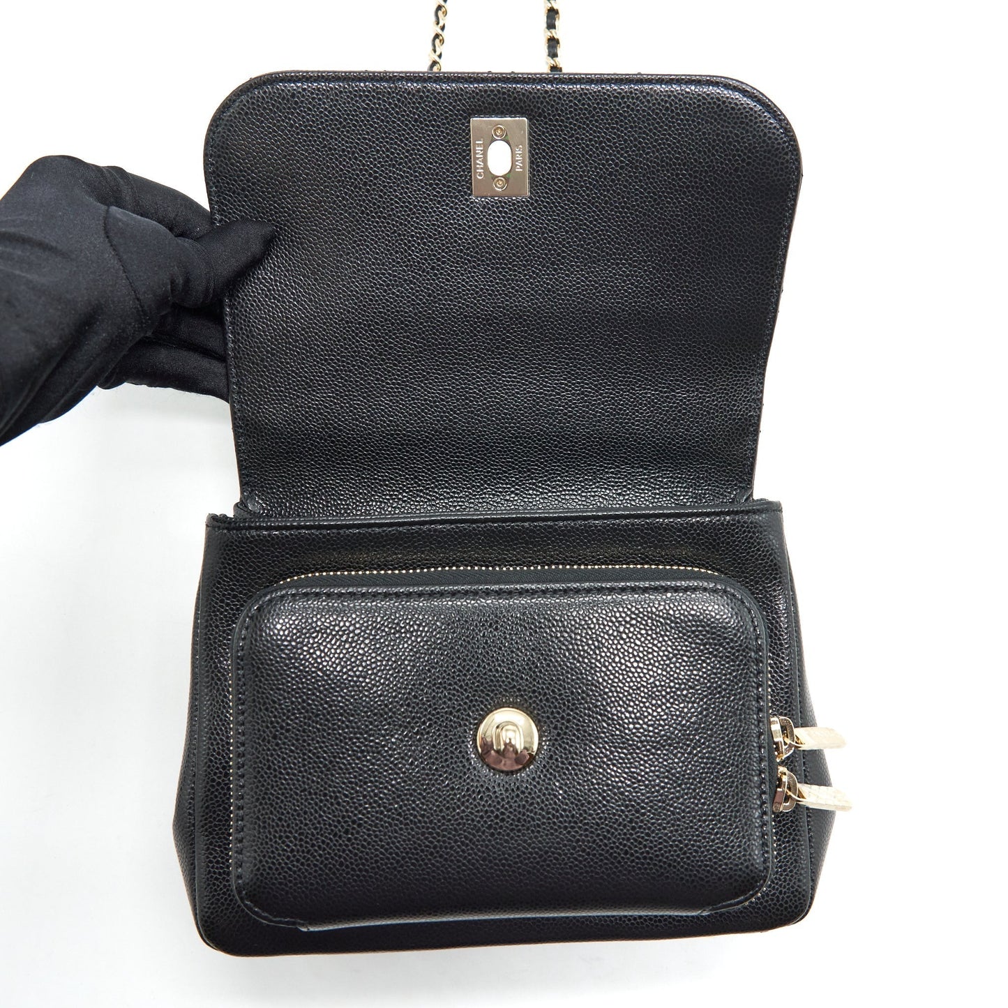 Chanel 22P Small Business Affinity Grained Calfskin Black L