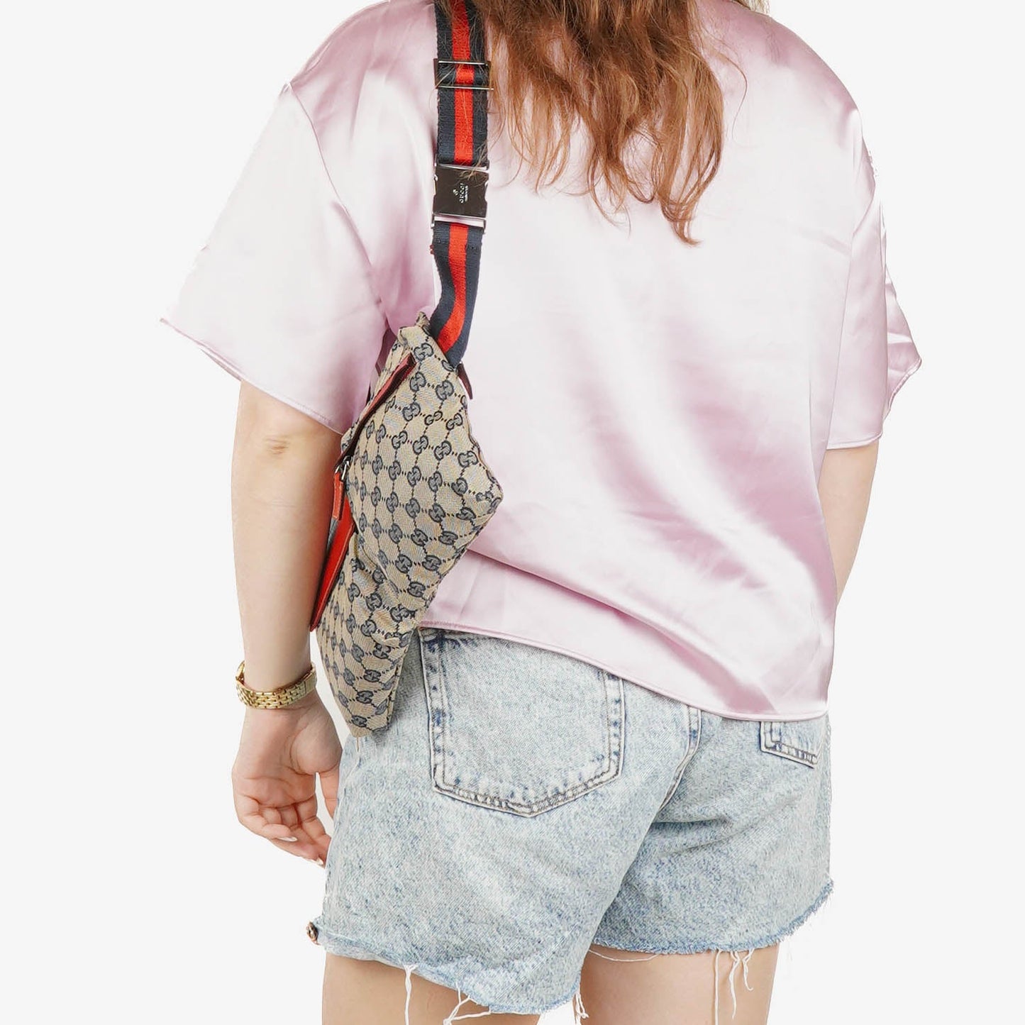 Gucci GG Multicolour Beige/Navy Monogram Canvas Belt Bag