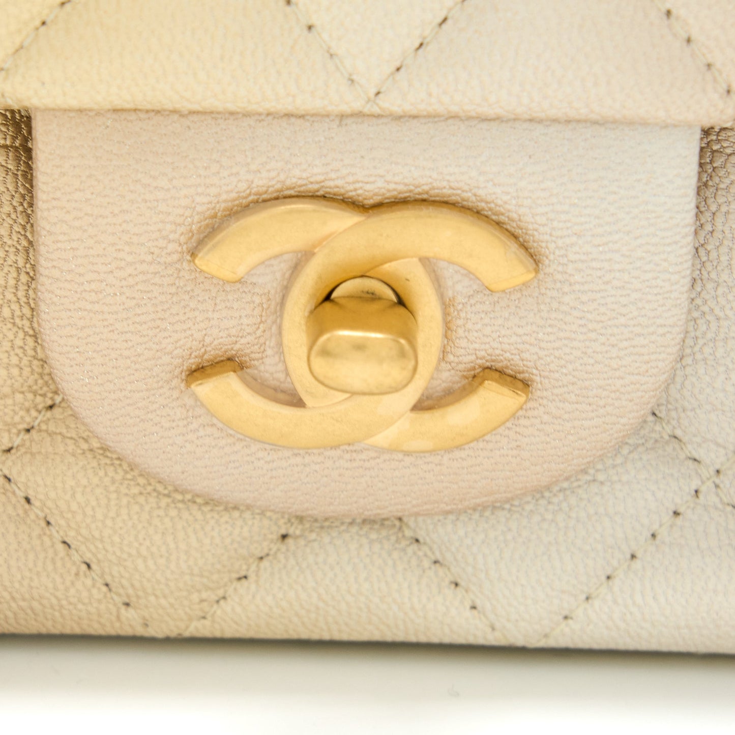 Chanel 22C MIni Rectangular Flag Bag Goatskin Ombre Beige Brushed  (Microchip)