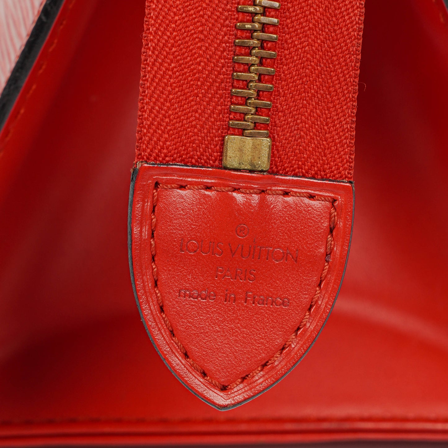 Louis Vuitton Triangle Red EPI Leather Handbag