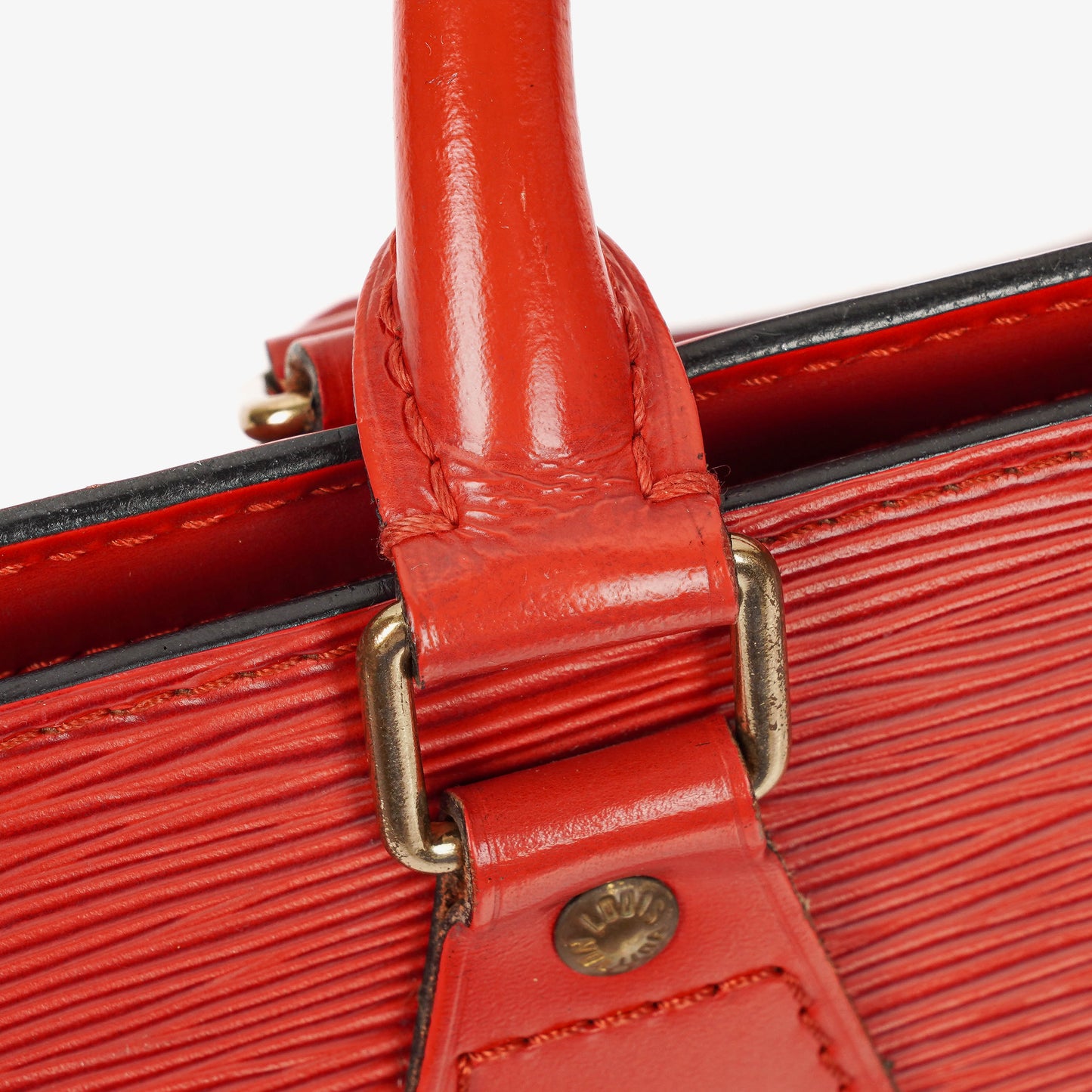 Louis Vuitton Triangle Red EPI Leather Handbag