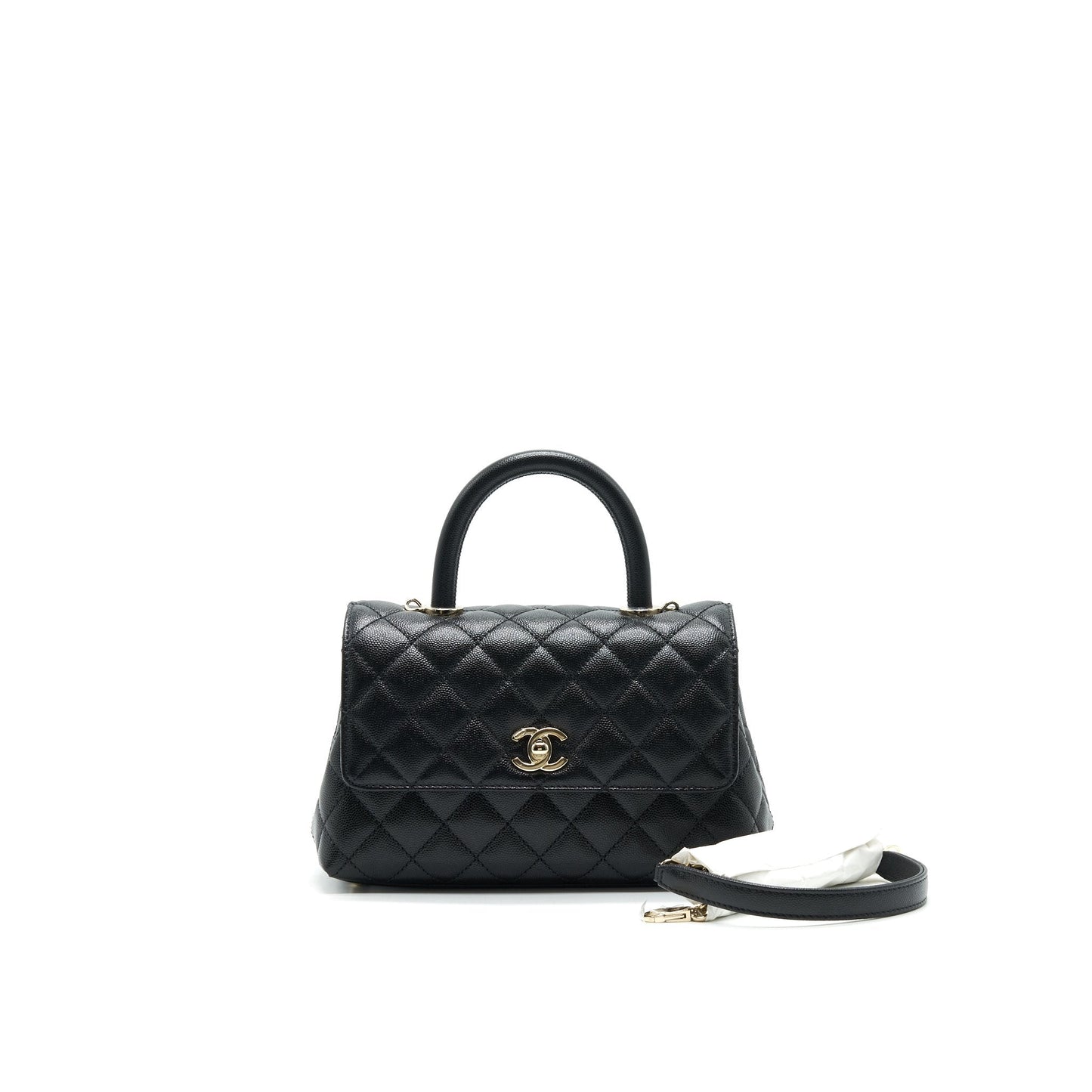 Chanel Small Coco Handle 24cm Caviar Black  ( Microchip)