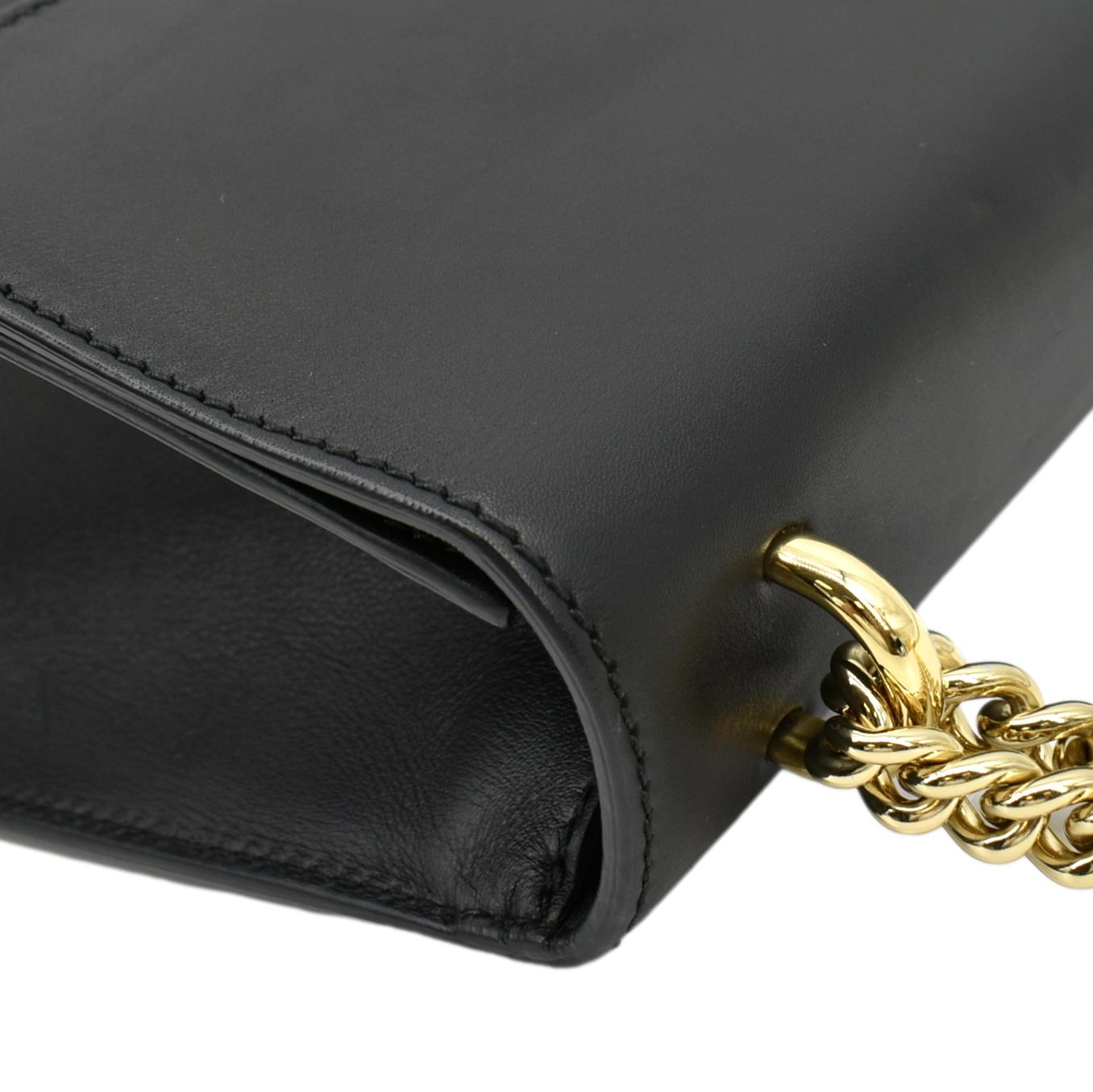 GUCCI Padlock Leather Shoulder Bag Black 409486