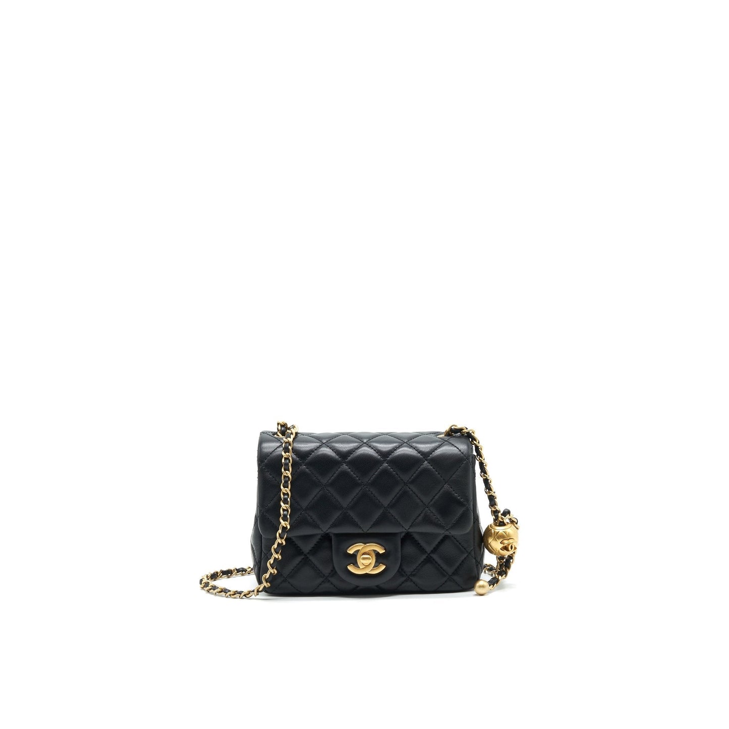 Chanel 21B Pearl Crush Mini Square Flap Bag Black