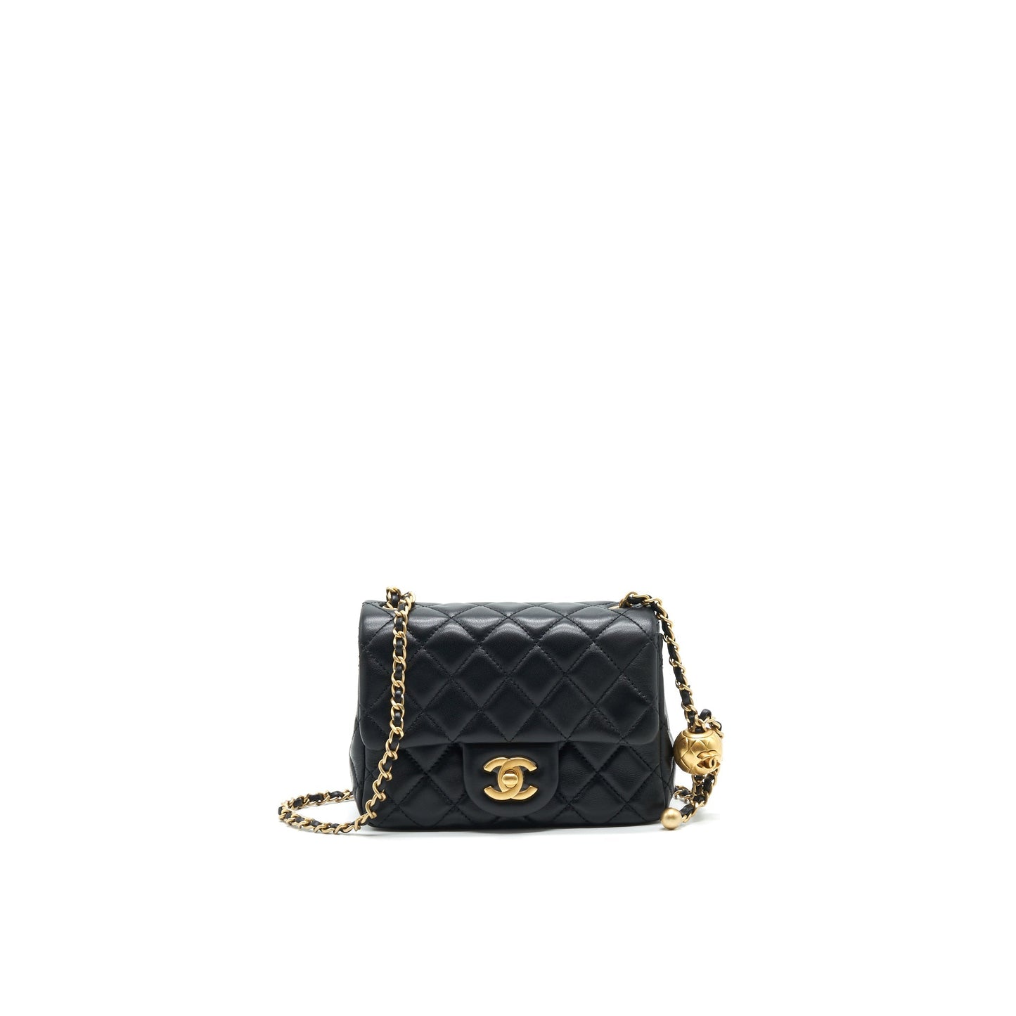 Chanel 21B pearl crush Square mini flap Bag black  (new version with microchip)