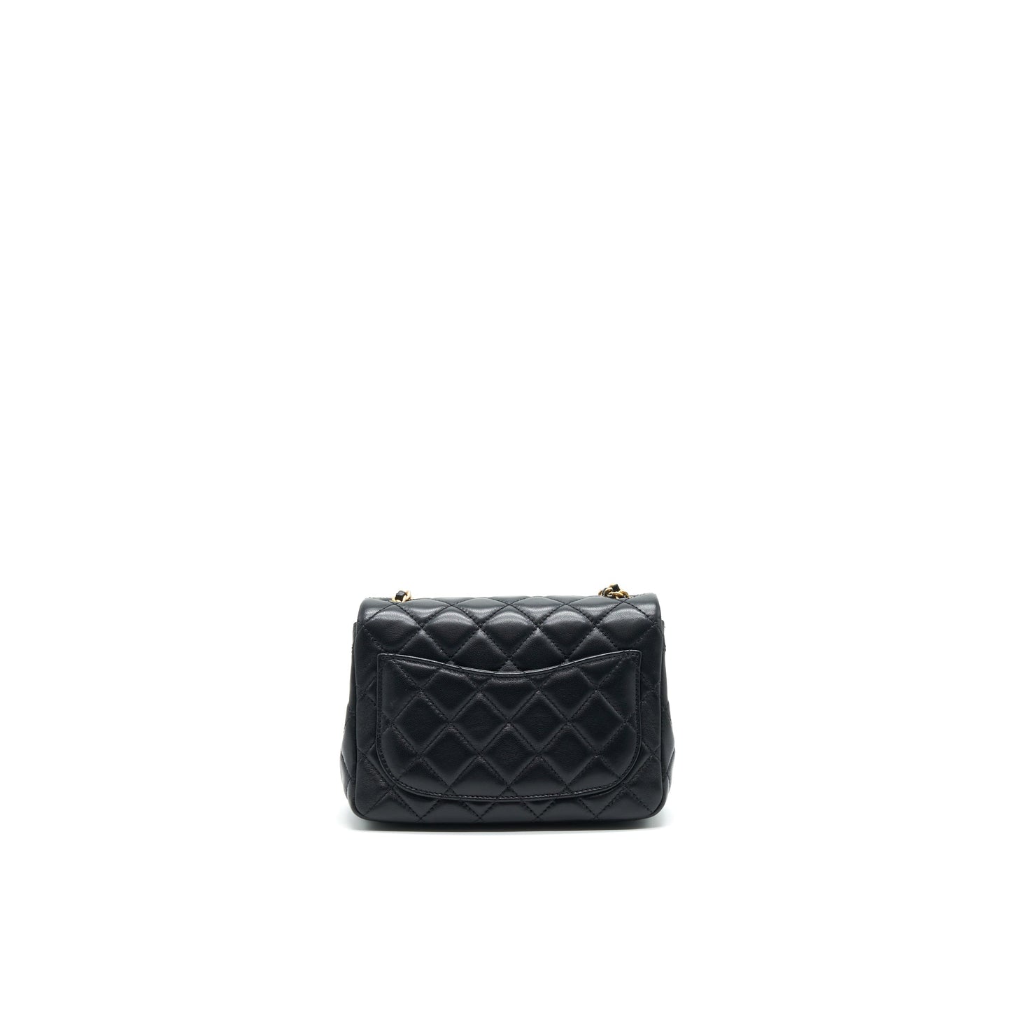 Chanel 21B pearl crush Square mini flap Bag black  (new version with microchip)