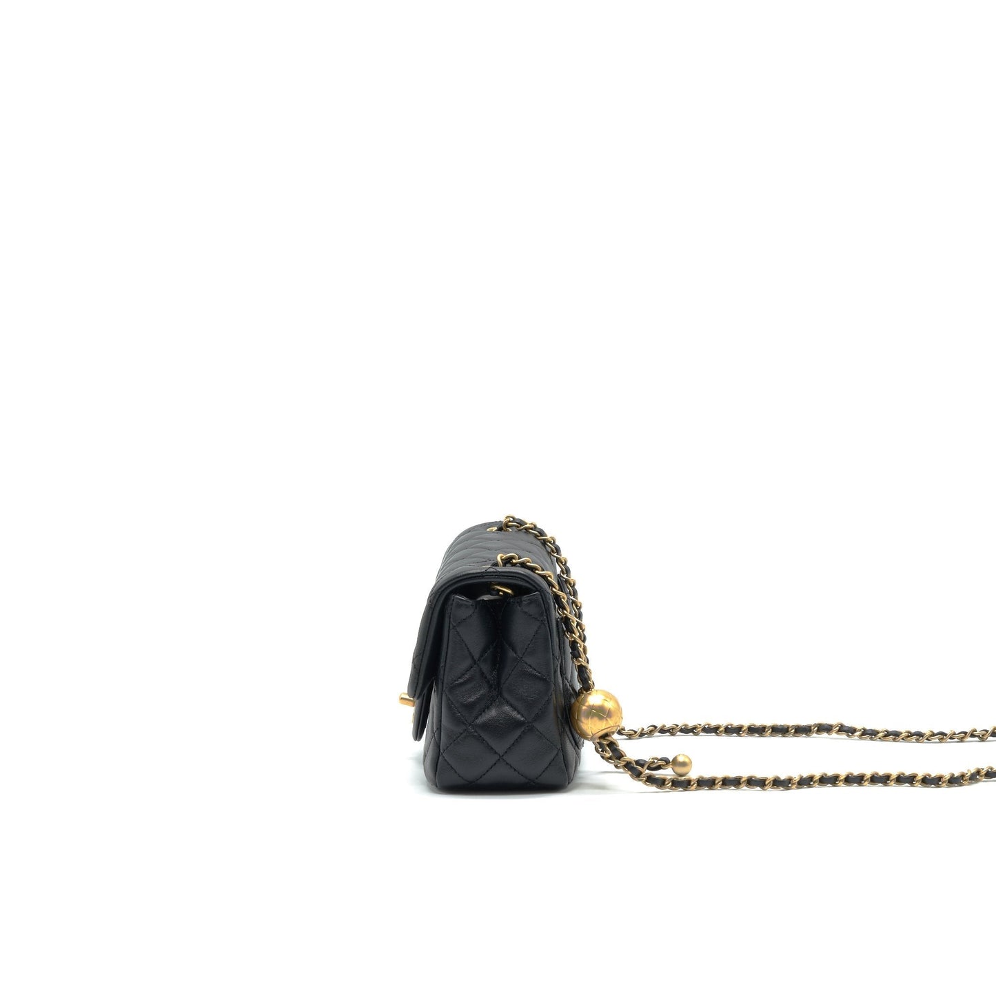 Chanel 22C Pearl Crush Mini Square Rectangular Flap Bag Black ?Microchip)