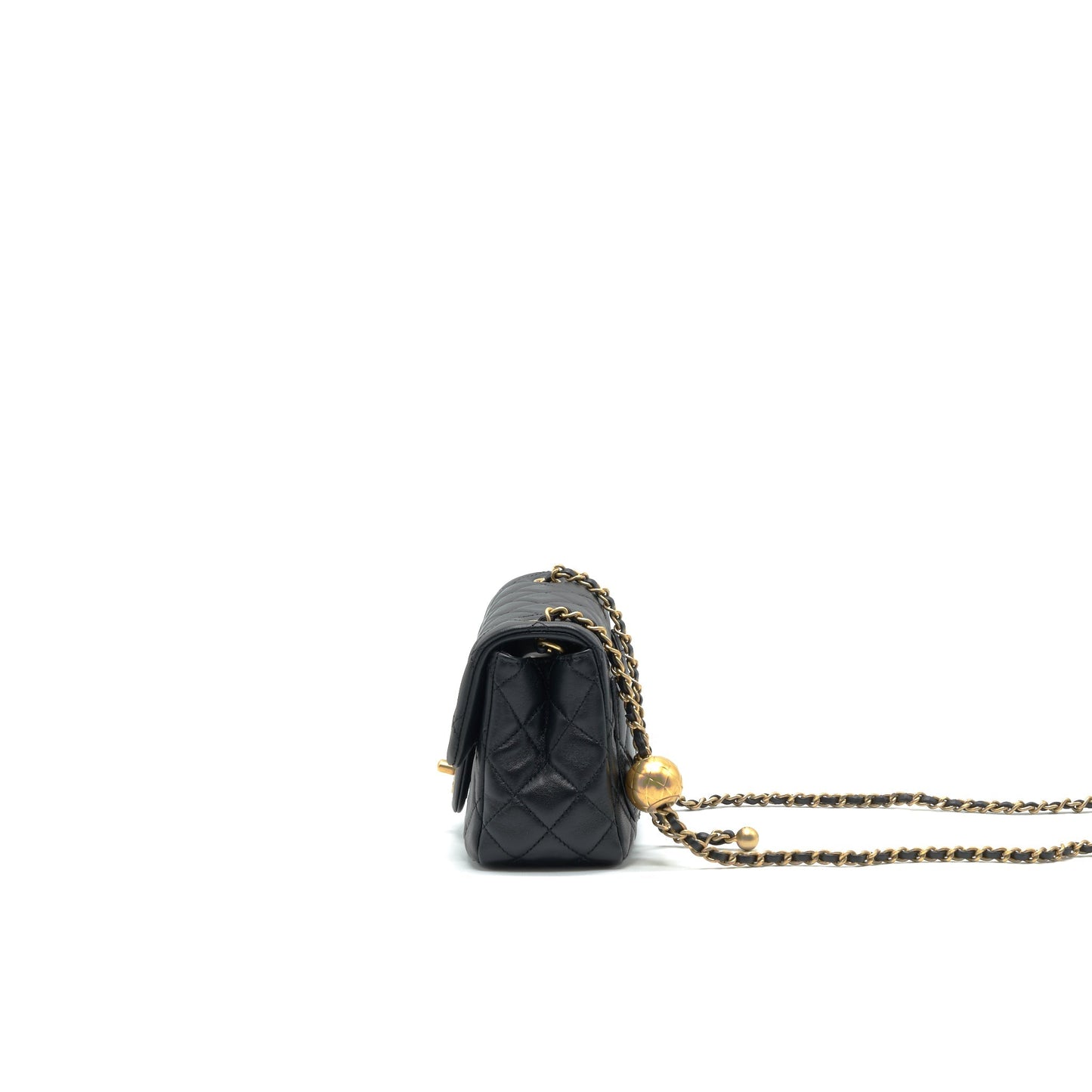 Chanel 21B pearl crush Square mini flap Bag black  (new version with microchip)