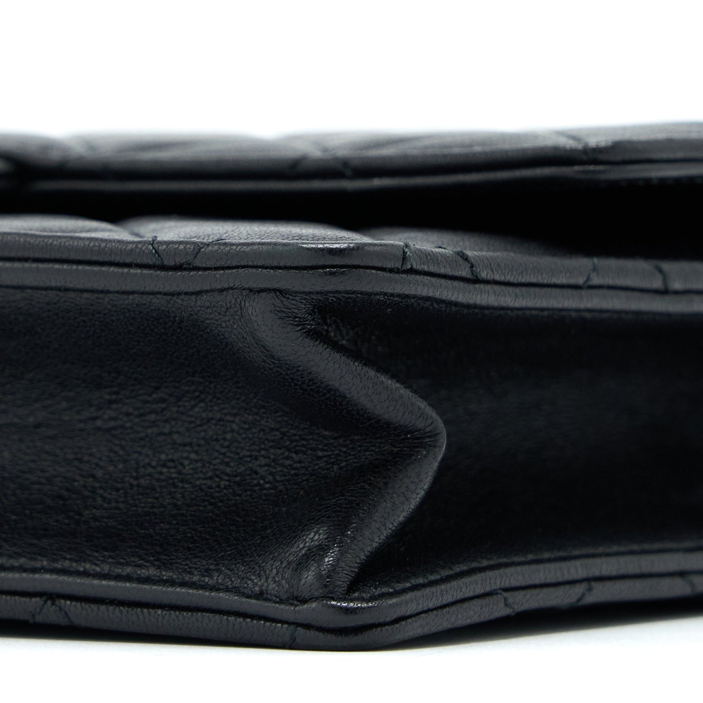 Chanel Quilted Flap Bag With Pearl Lambskin Black Brushed
