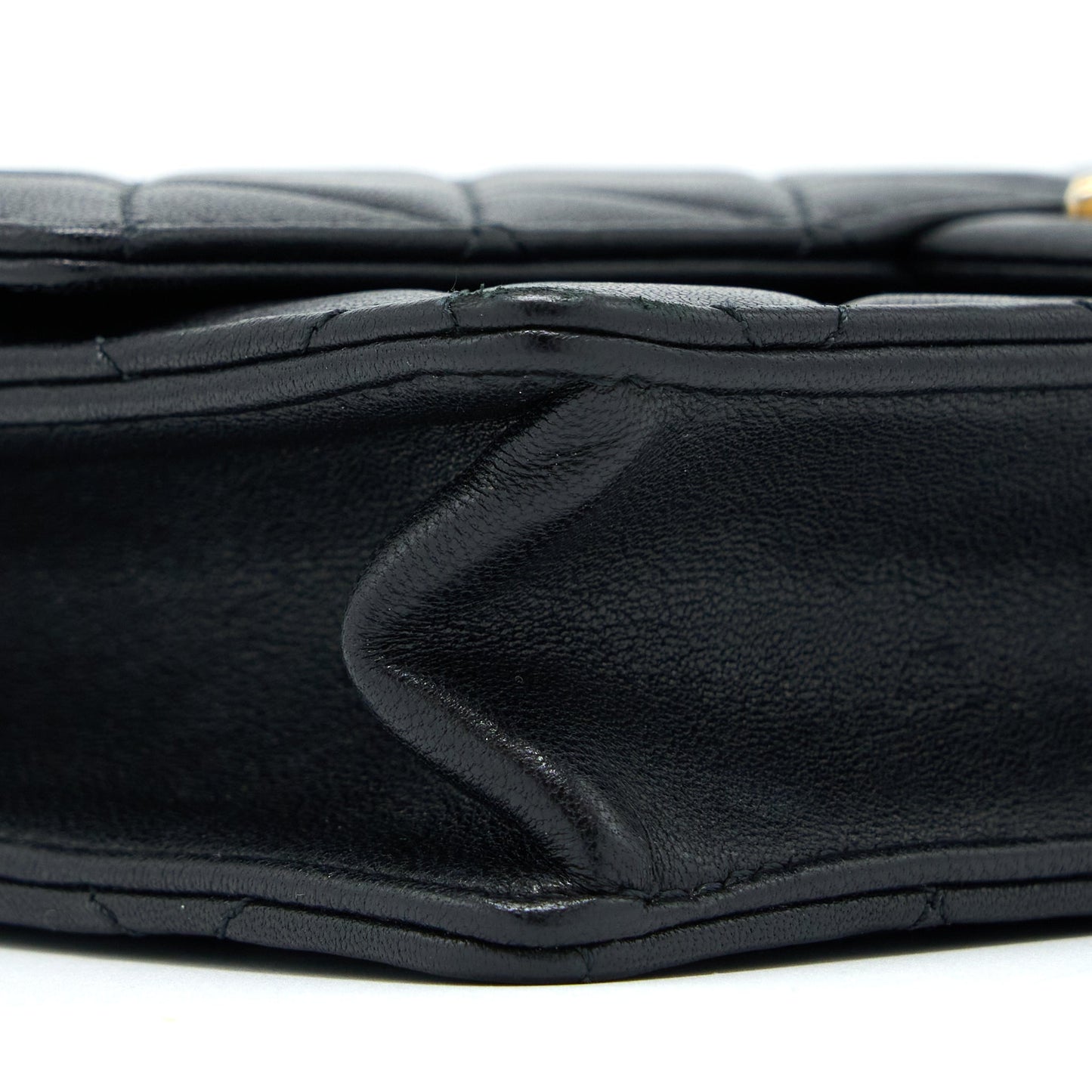 Chanel Quilted Flap Bag With Pearl Lambskin Black Brushed