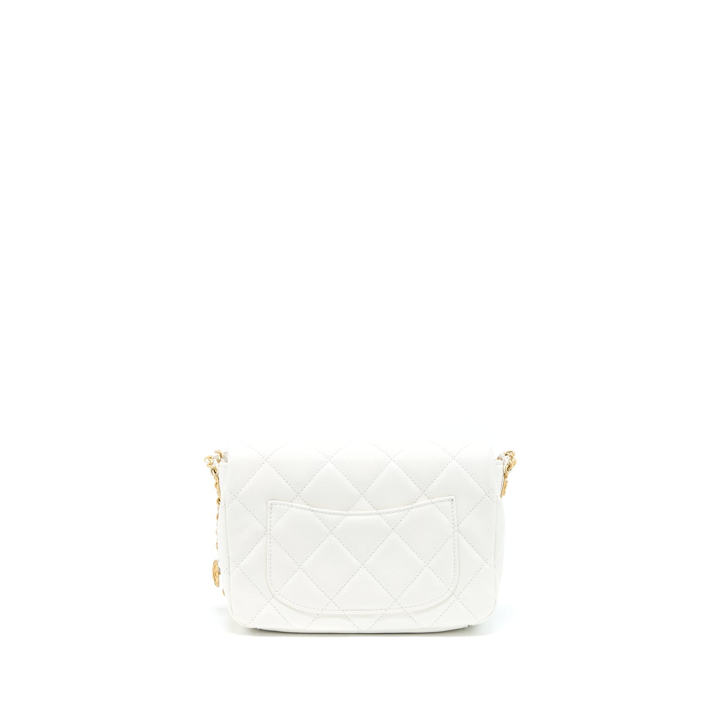 Chanel 22A Small Flap Bag Caviar White Brushed  (Microchip)