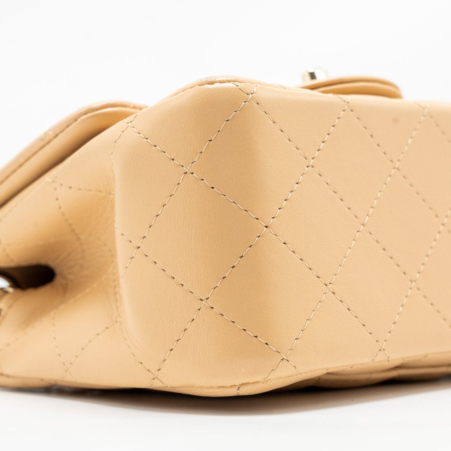 Chanel Mini Square Flap Bag Lambskin Beige L (Microchip)
