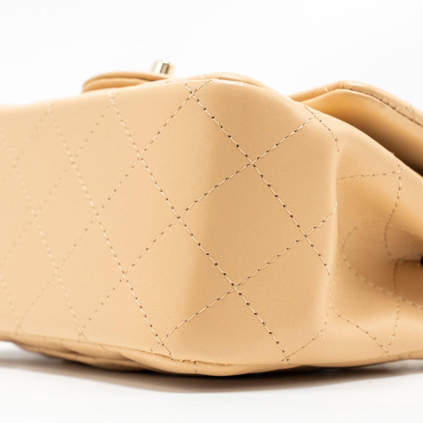 Chanel Mini Square Flap Bag Lambskin Beige L (Microchip)