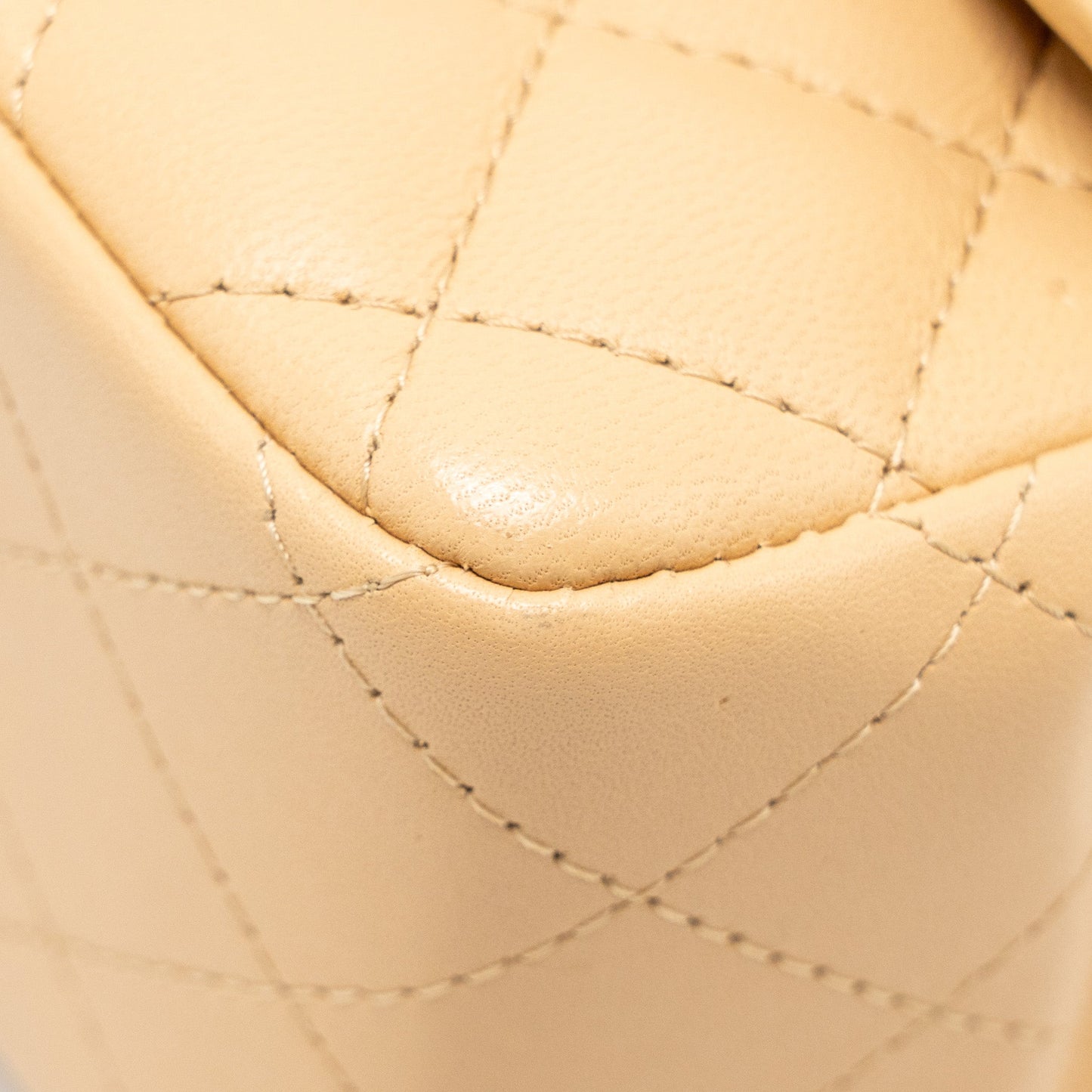 Chanel Mini Square Flap Bag Lambskin Beige L (Microchip)
