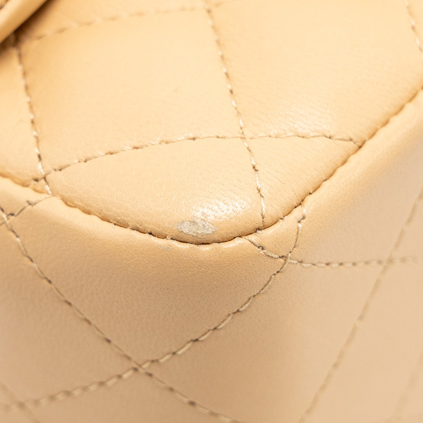 Chanel Mini Square Flap Bag Lambskin Beige L (Microchip)