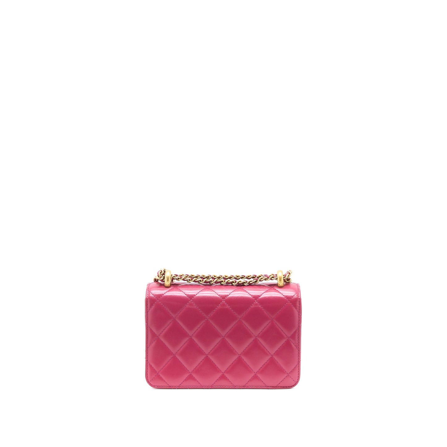 Chanel 21A Small Gold Crush Flap Bag Calfskin Raspberry Pink Brushed  (Microchip)