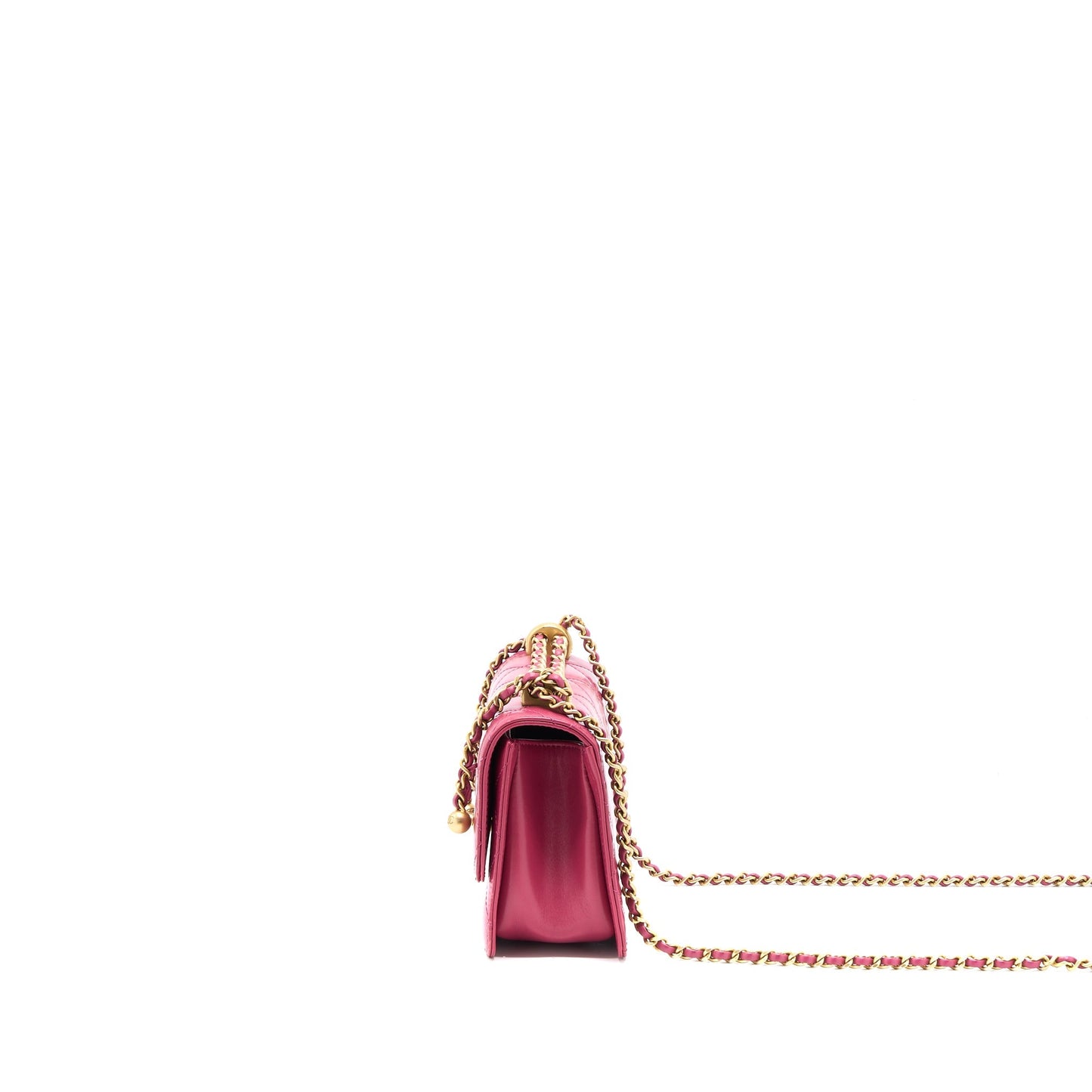 Chanel 21A Small Gold Crush Flap Bag Calfskin Raspberry Pink Brushed  (Microchip)