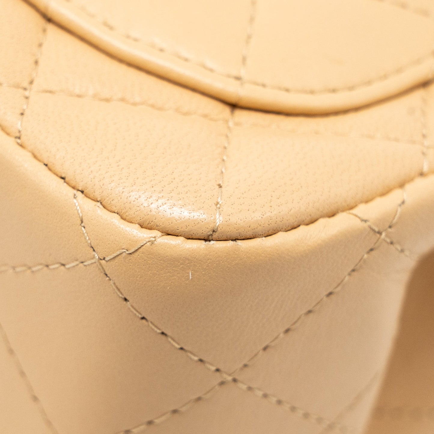 Chanel Mini Square Flap Bag Lambskin Beige L (Microchip)