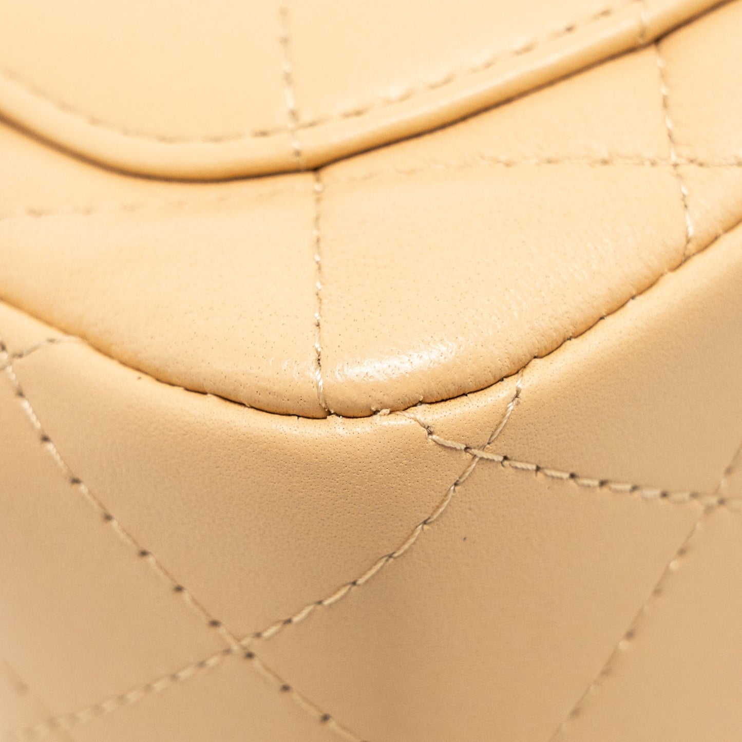 Chanel Mini Square Flap Bag Lambskin Beige L (Microchip)