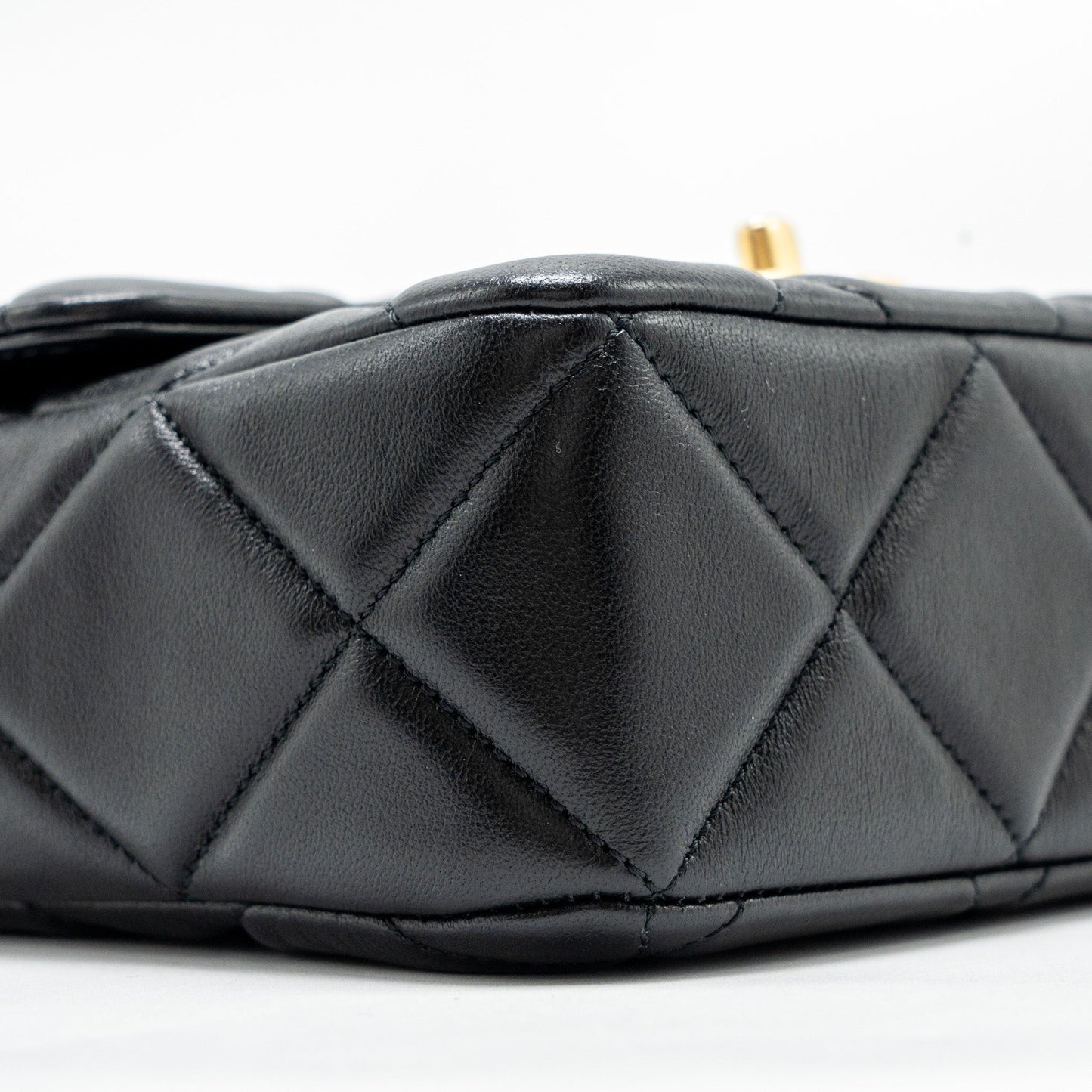 Chanel Quilted Mini Flap Bag with Detailed Chain Lambskin Black  (Microchip)