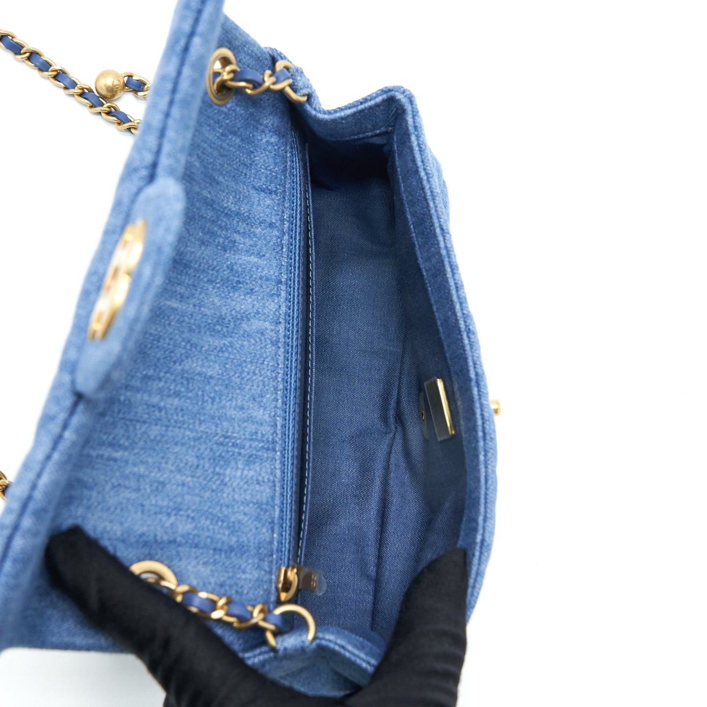 Chanel Pearl Crush Mini Rectangular Flap Bag Denim Blue