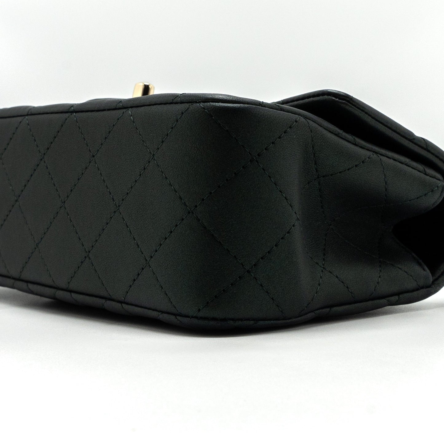 Chanel Top Handle Mini Rectangular Flap Bag Lambskin Dark Green L (microchip)