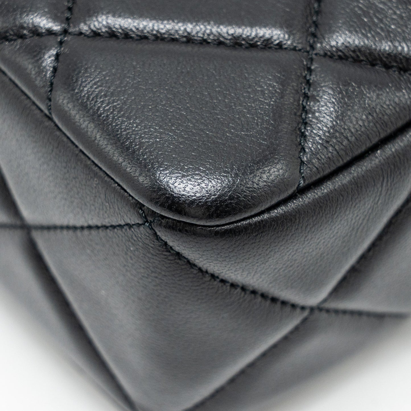 Chanel Quilted Mini Flap Bag with Detailed Chain Lambskin Black  (Microchip)