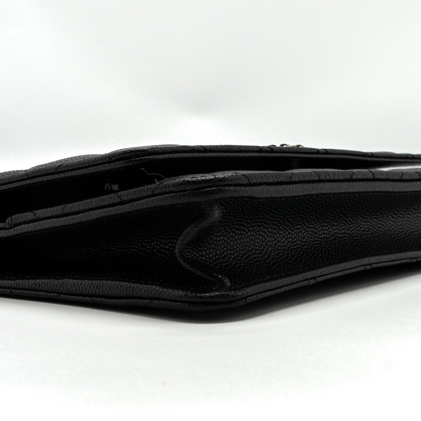 Chanel Detailed Logo Wallet On Chain Caviar Black L (microchip)