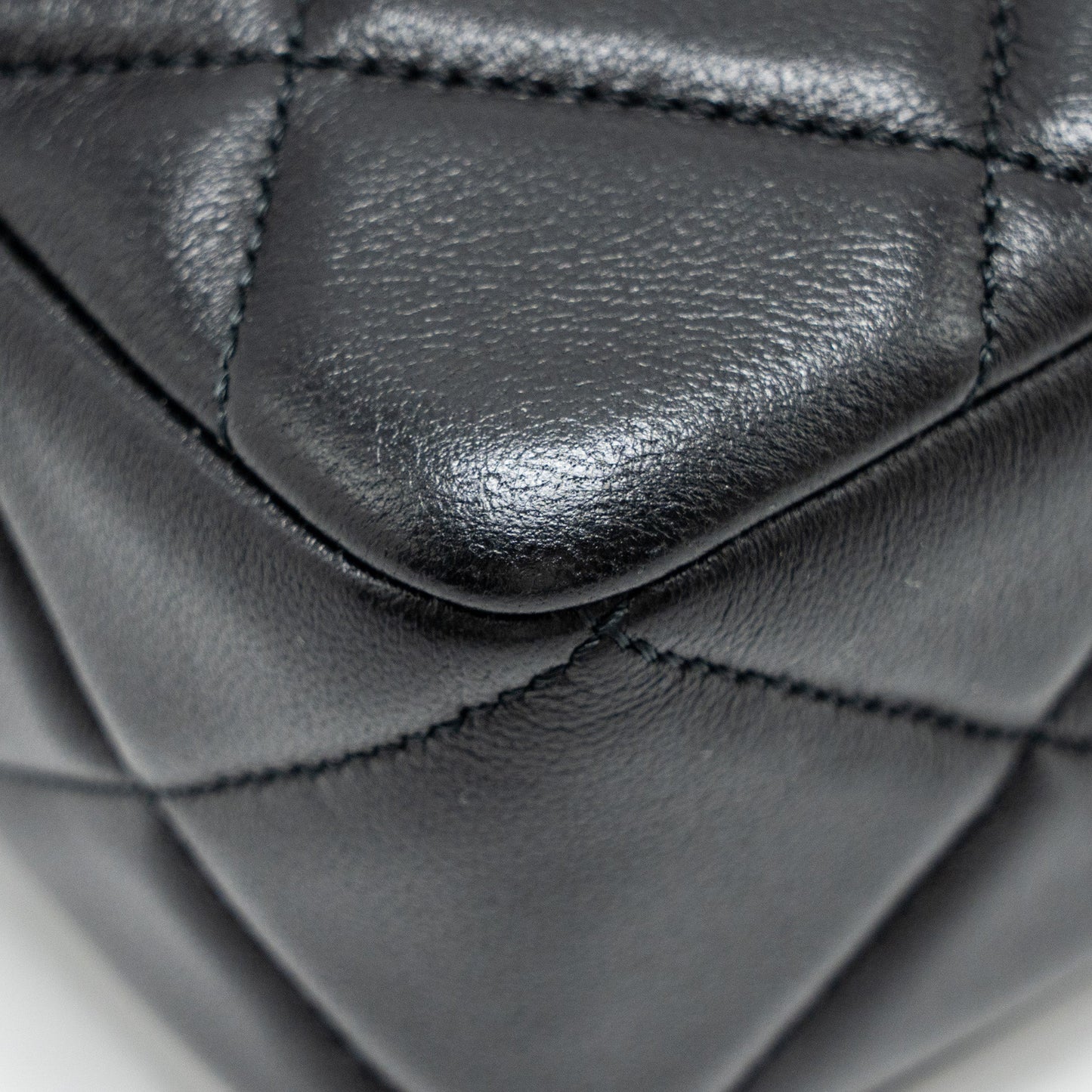Chanel Quilted Mini Flap Bag with Detailed Chain Lambskin Black  (Microchip)
