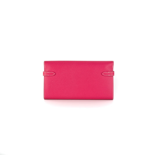 Hermes Portefeuille Kelly Classique Epsom Rose tyrien- O Stamp
