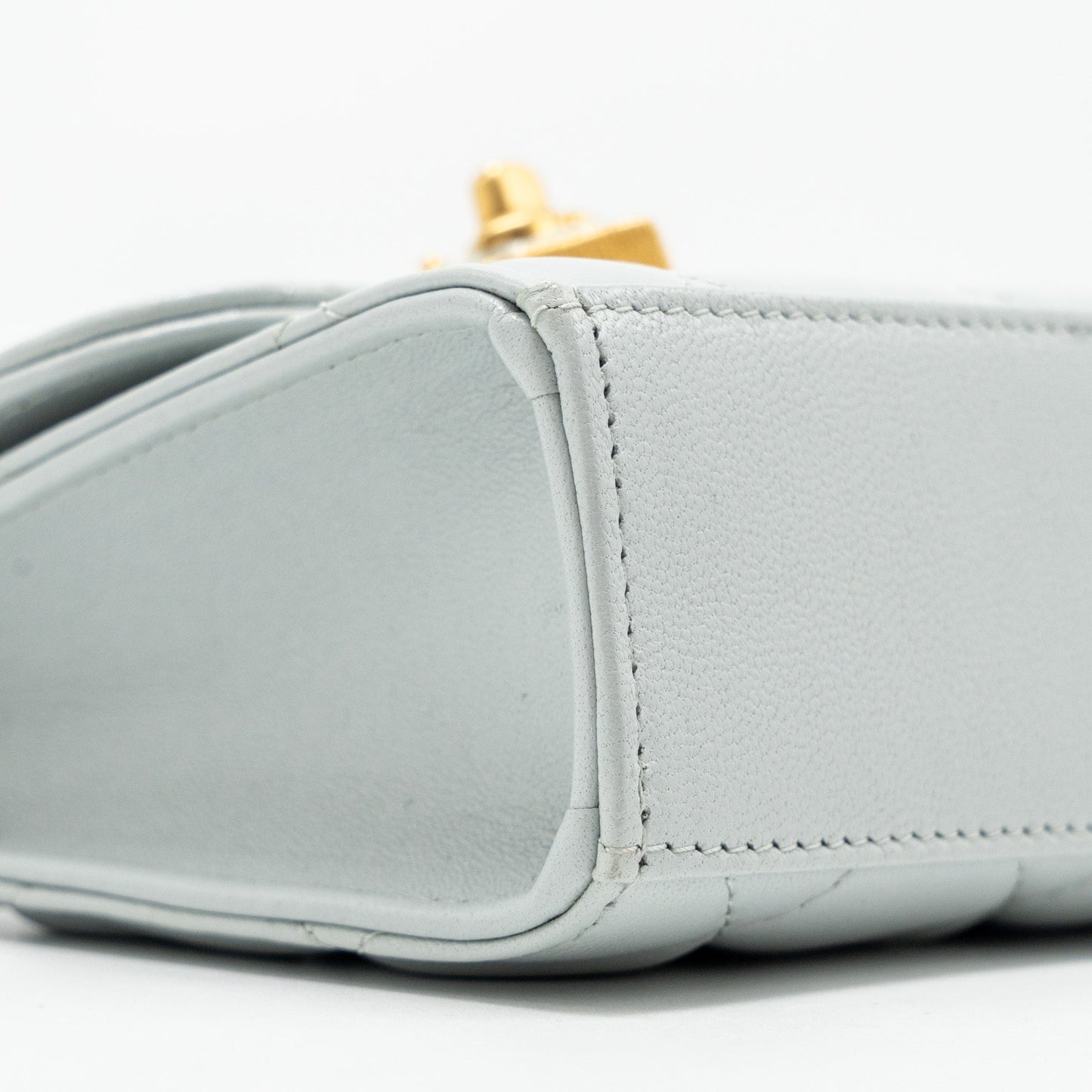 CHANEL CC Enamel Heart Mini Flap Clutch With Chain Lambskin Light Grey