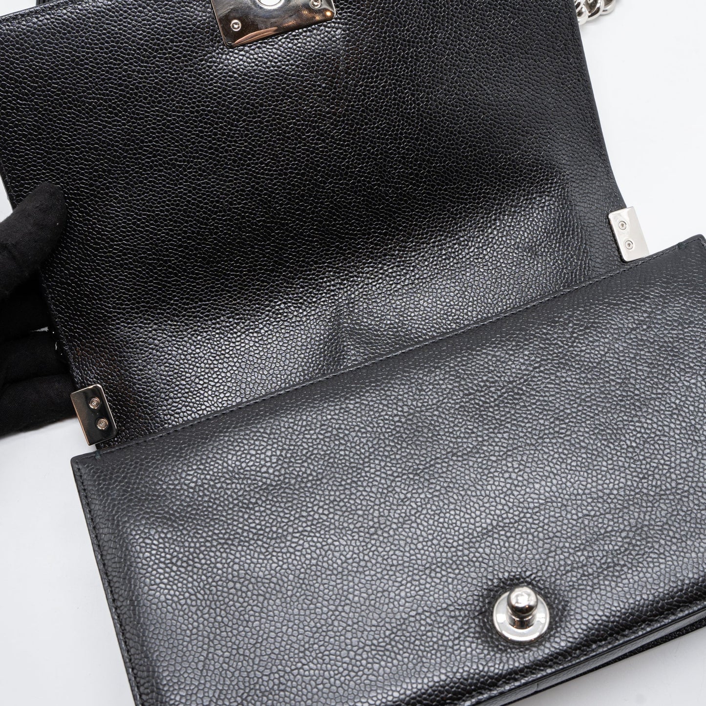 Chanel Medium Boy Bag Chevron Caviar Black