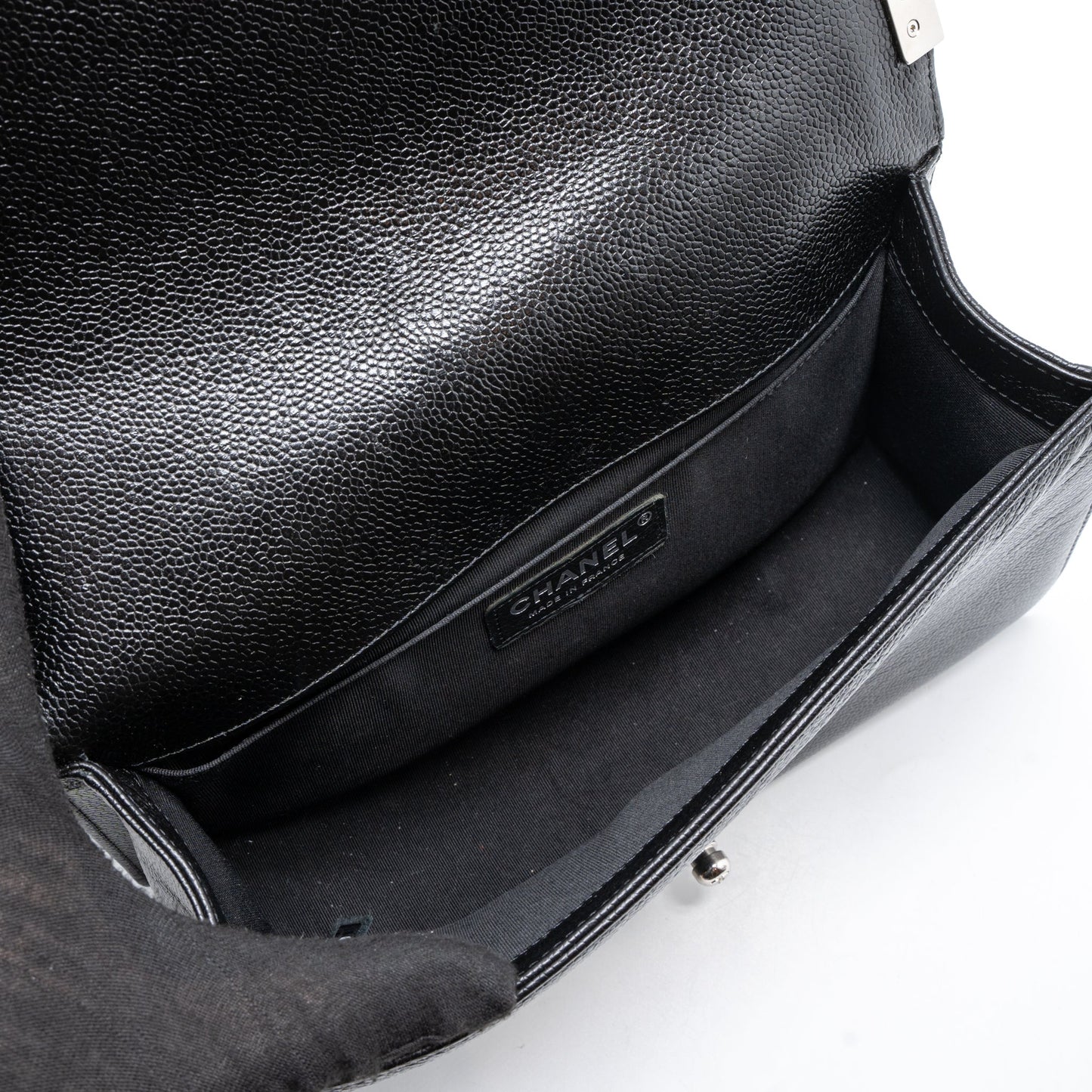 Chanel Medium Boy Bag Chevron Caviar Black