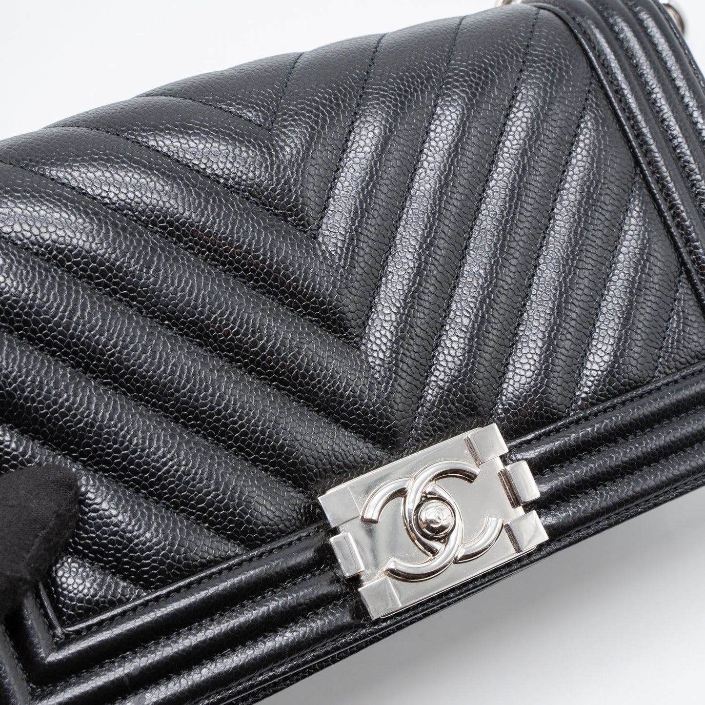 Chanel Medium Boy Bag Chevron Caviar Black