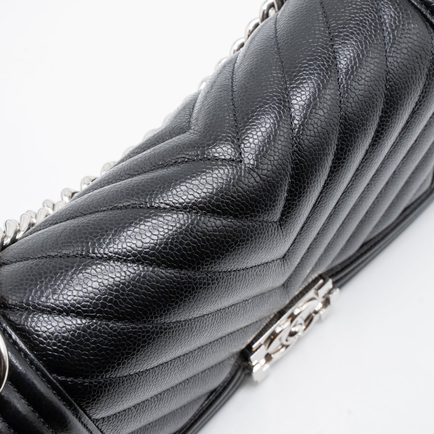 Chanel Medium Boy Bag Chevron Caviar Black