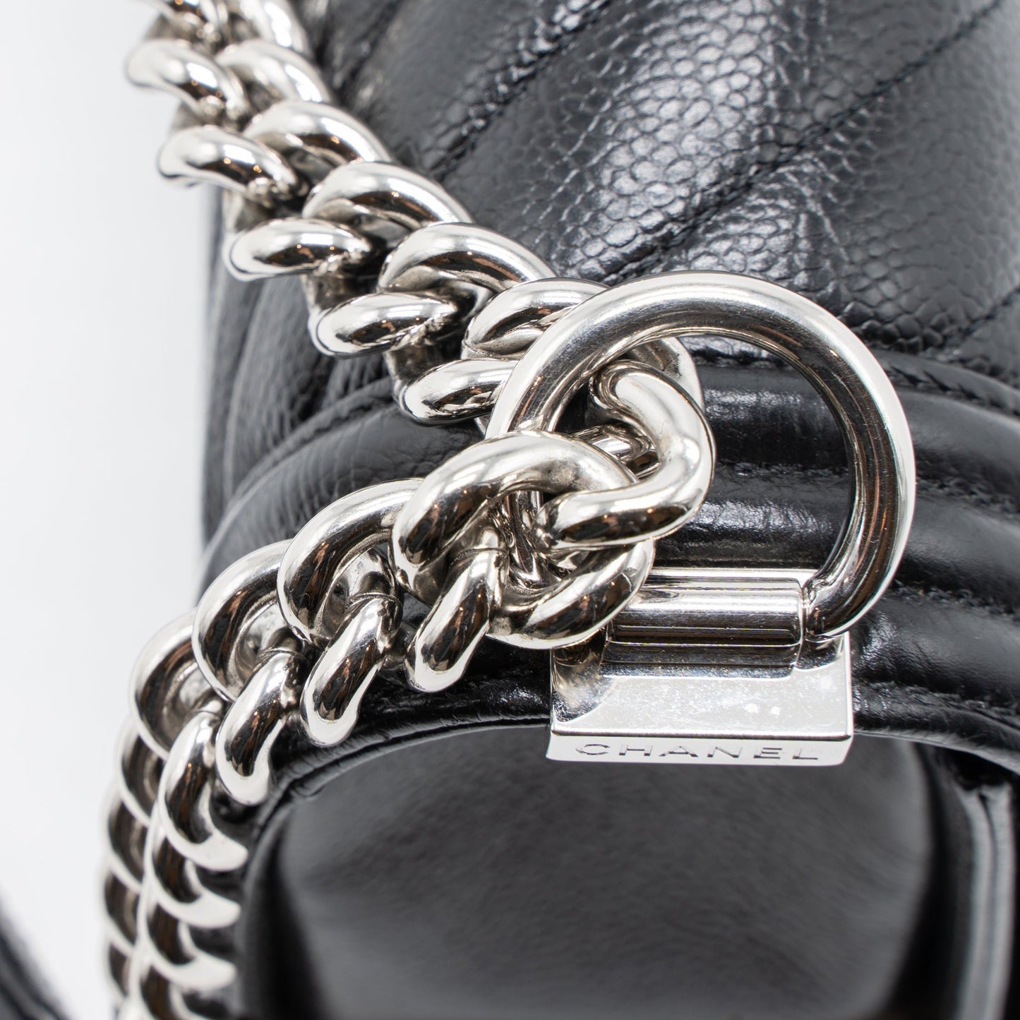 Chanel Medium Boy Bag Chevron Caviar Black