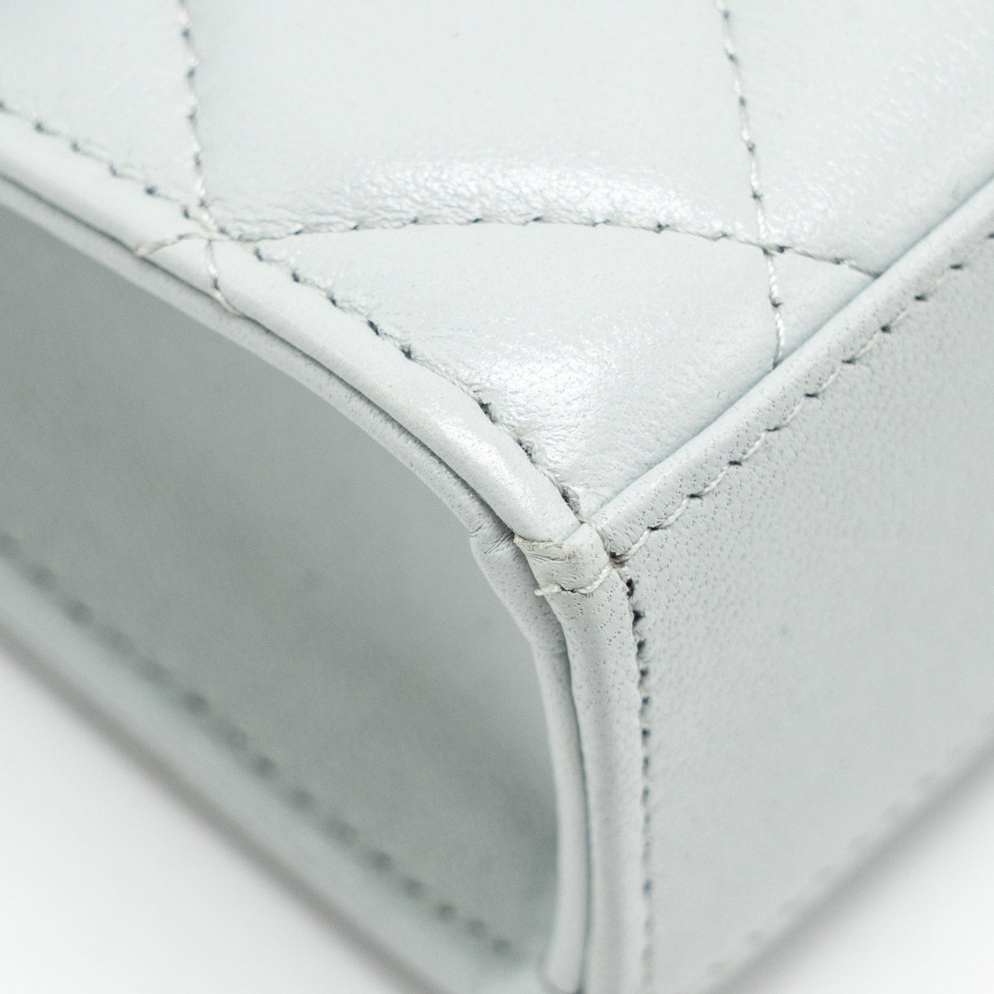 CHANEL CC Enamel Heart Mini Flap Clutch With Chain Lambskin Light Grey