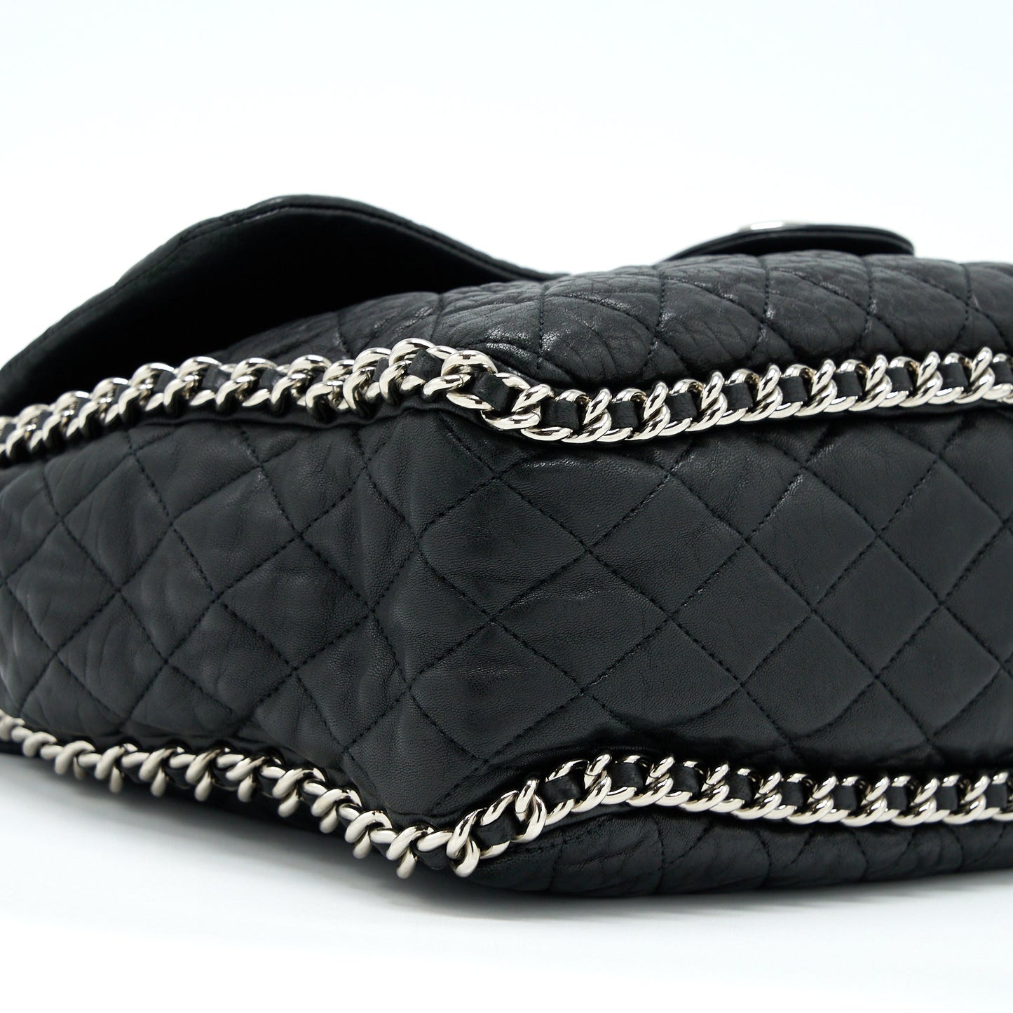 Chanel Quilted Chain Around MAXI Flap Bag Lambskin Black