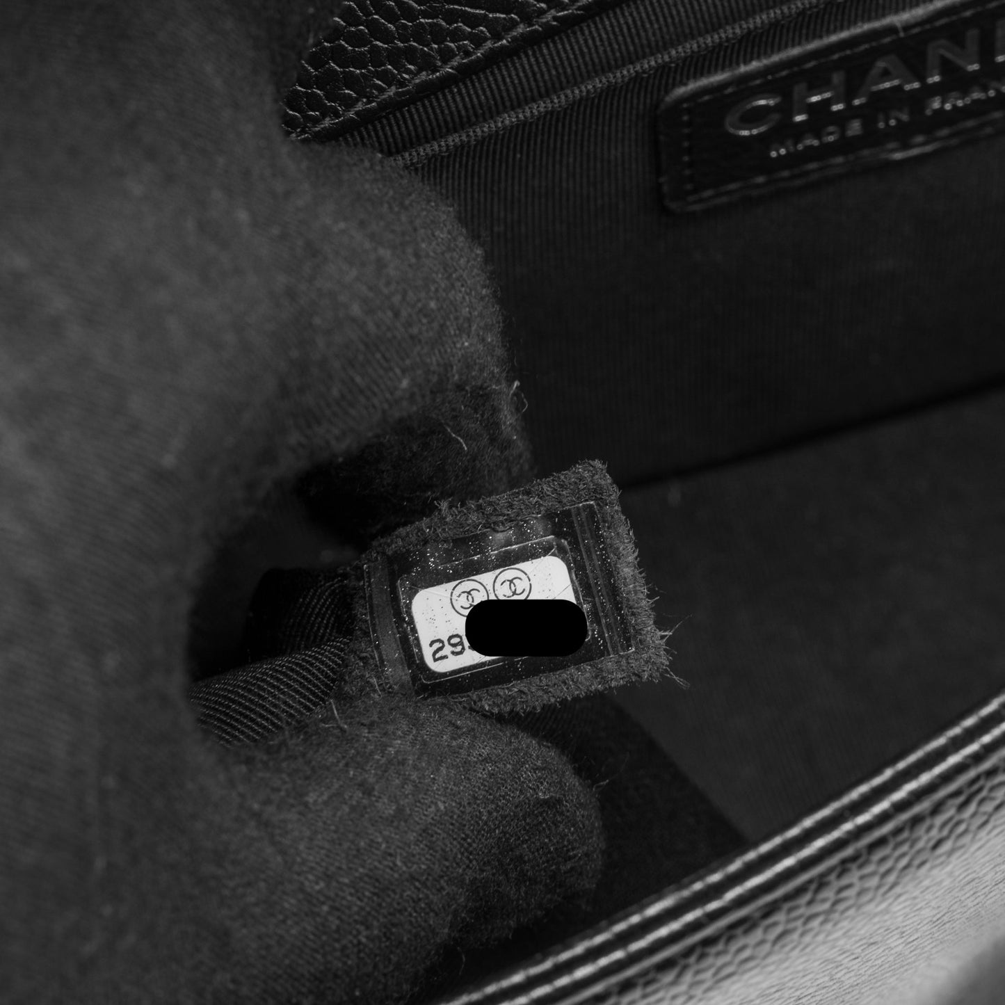 Chanel Medium Boy Bag Chevron Caviar Black