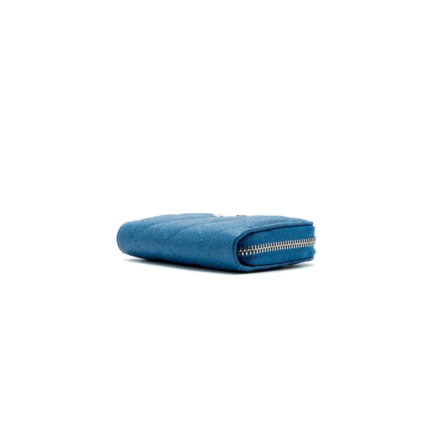 Chanel Small Zip Card Holder Caviar Blue
