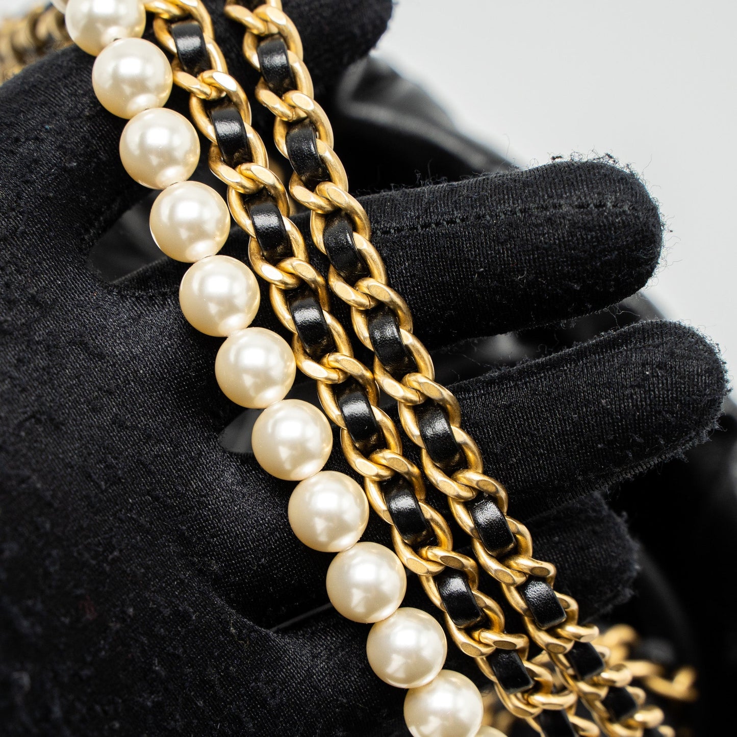 Chanel 23S Mini 22 Bag with Pearl Shiny Calfskin Black Brushed  (Microchip)